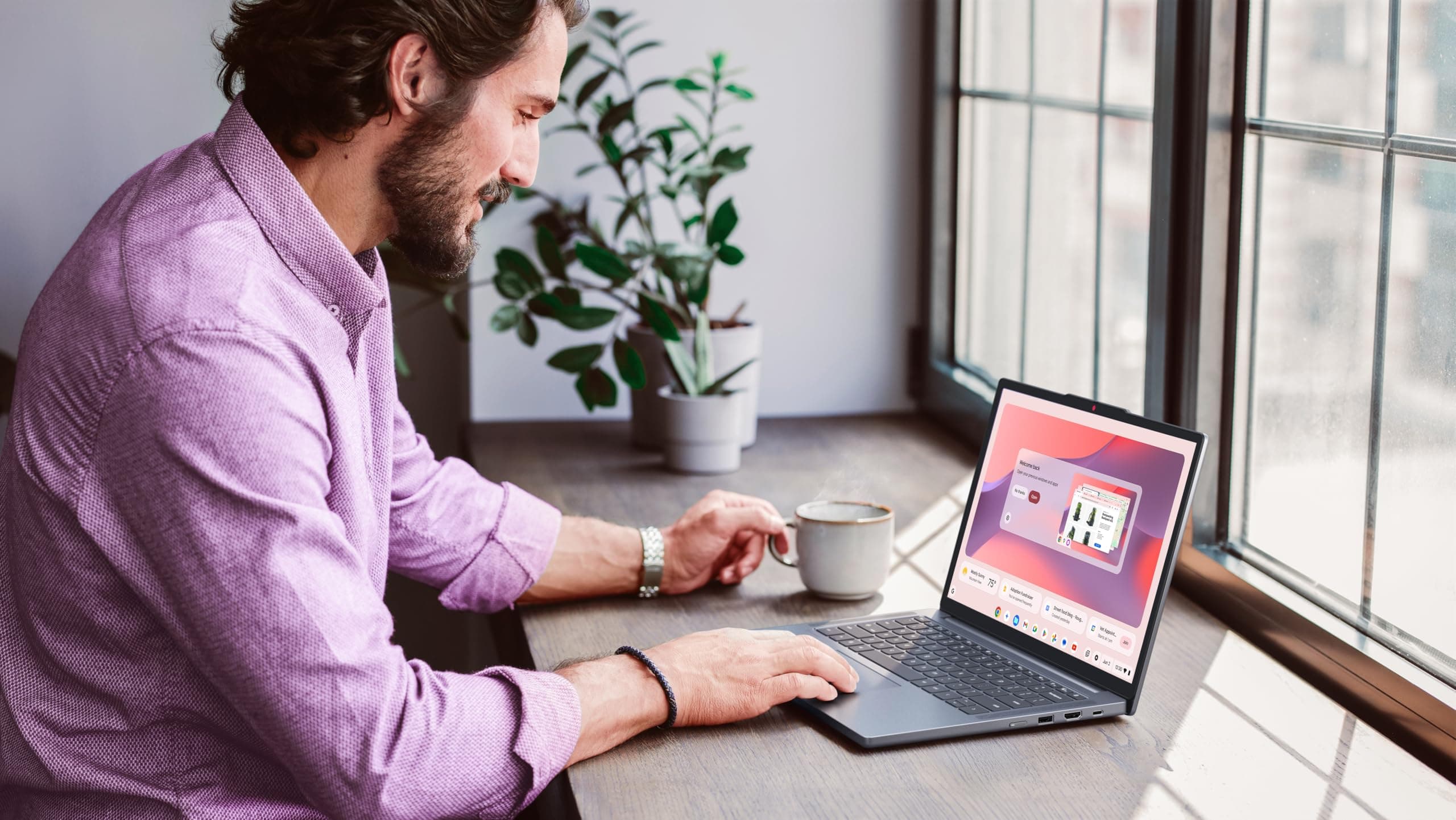 Lenovo Chromebook m 14" - Everyday Laptop - Google Gemini - MediaTek Kompanio 540 CPU - 14" WUXGA IPS Display - 8GB RAM - 64GB UFS Storage - Integrated Arm Mali-G57 MC2 GPU - Cosmic Blue, view 12