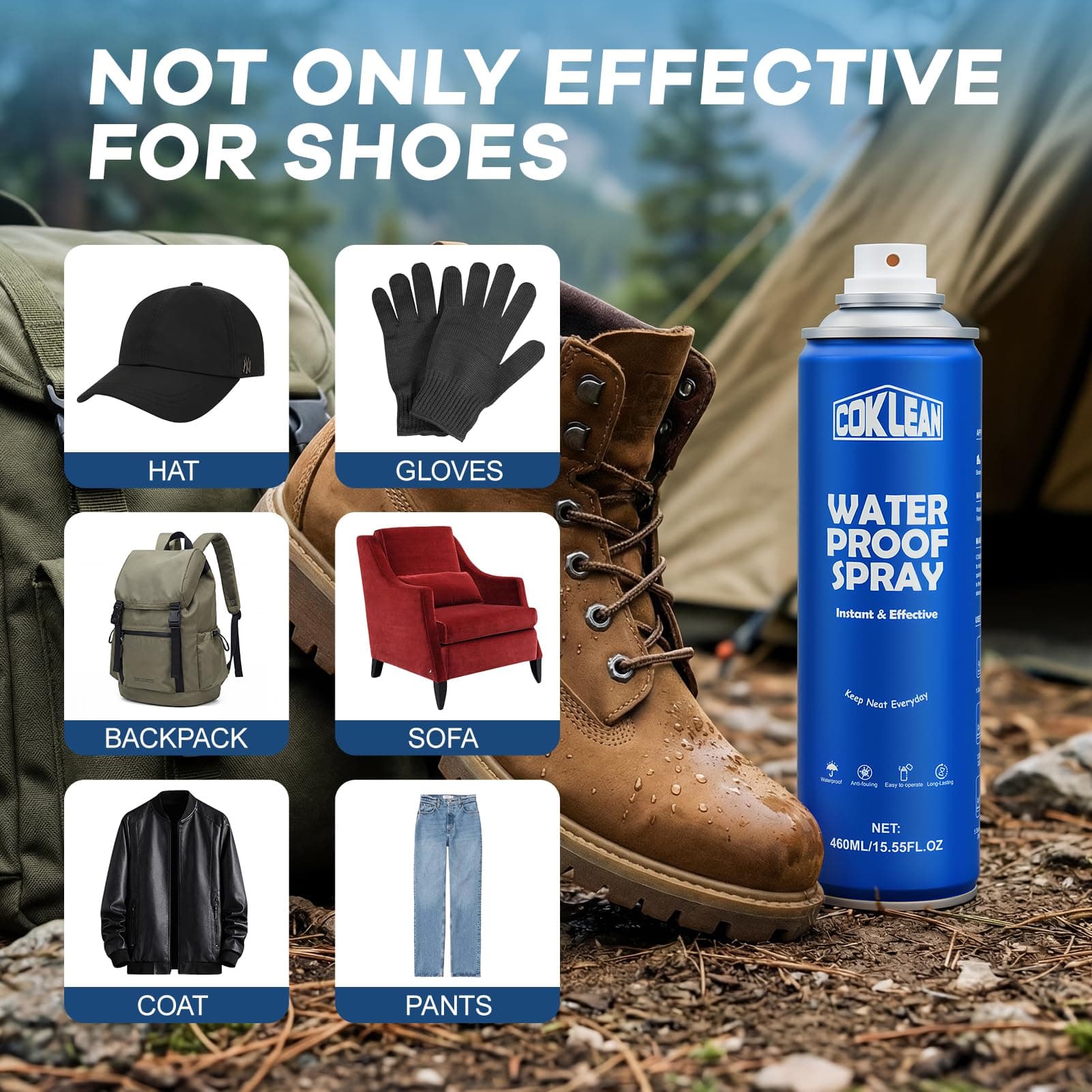 Coklean Shoe Waterproof Spray, Rain&Stain Nano Repellent for Suede,15.55 OZ, view 6