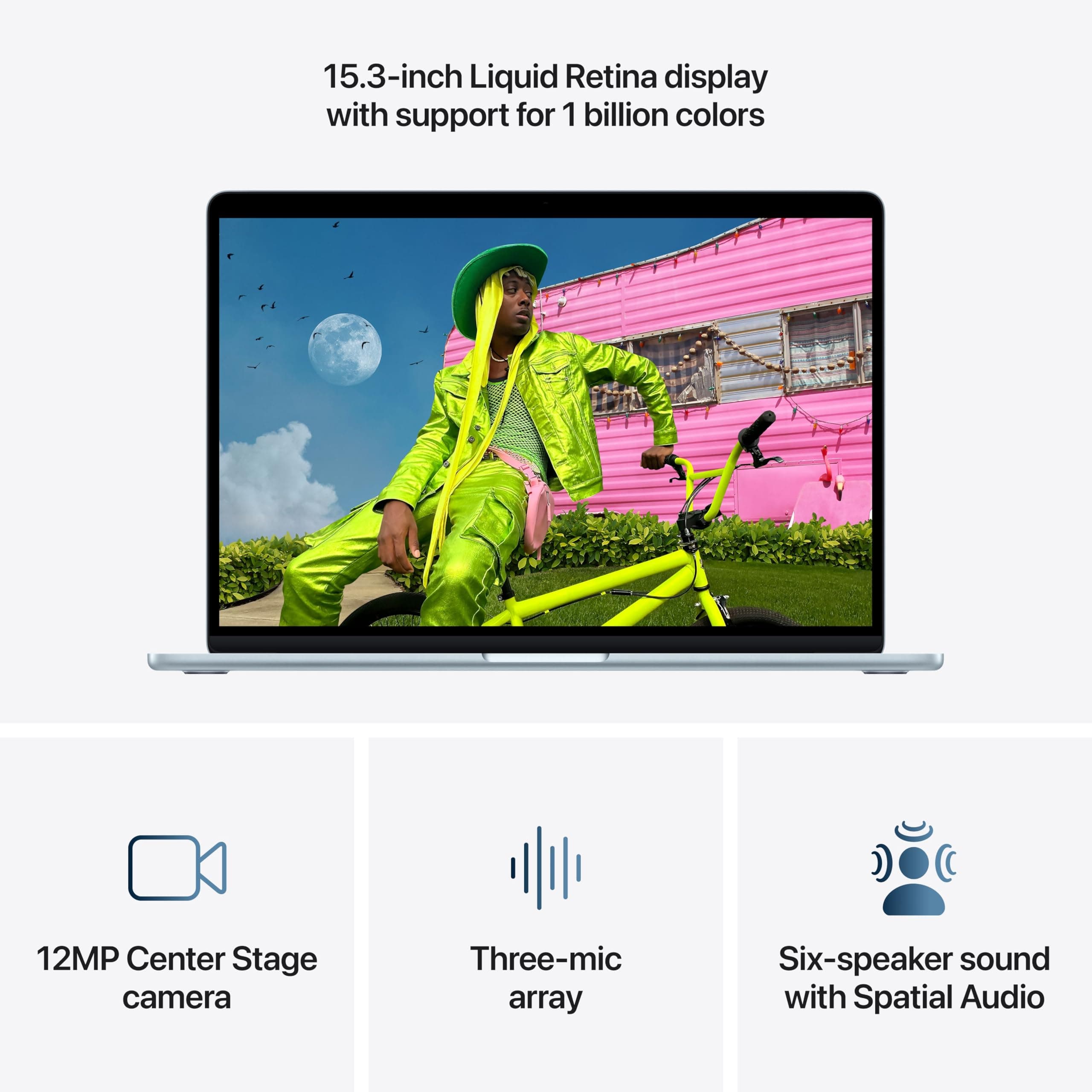 Apple 2026 MacBook Air 15-inch Laptop with M5 chip (10-core CPU and 10-core GPU, 16GB Unified Memory, 512GB SSD Storage) - Sky Blue - English Keyboard, view 5