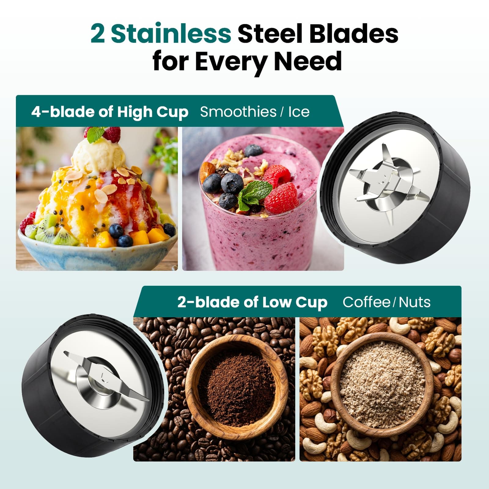 Smoothie Blender Grinder Combo, Countertop Blender Smoothies and Shakes, view 6