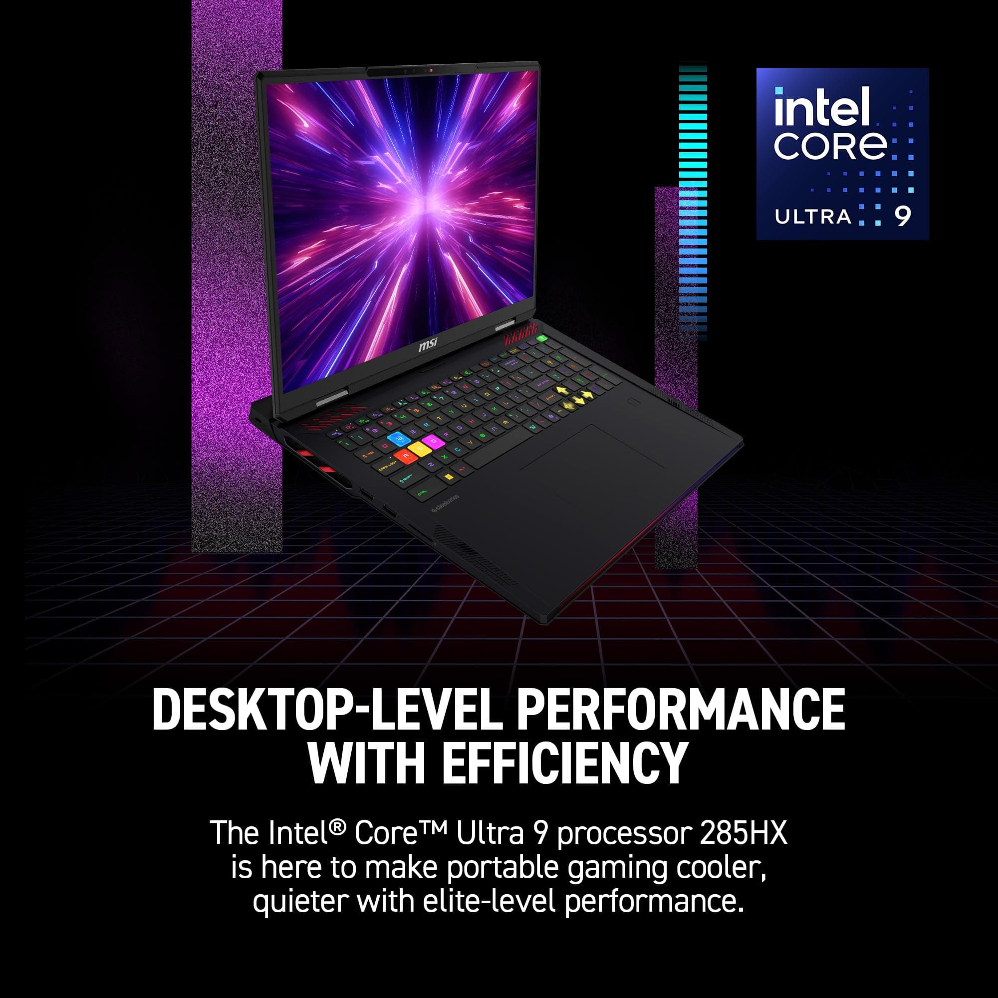 msi Raider 18 HX AI 18” 120Hz UHD+ Gaming Laptop: Intel Core U9-285HX, NVIDIA Geforce RTX 5080, 64GB DDR5, 4TB NVMe SSD, Thunderbolt 5, Wi-Fi 7, Win 11 Home: Black A2XWIG-014US, view 3