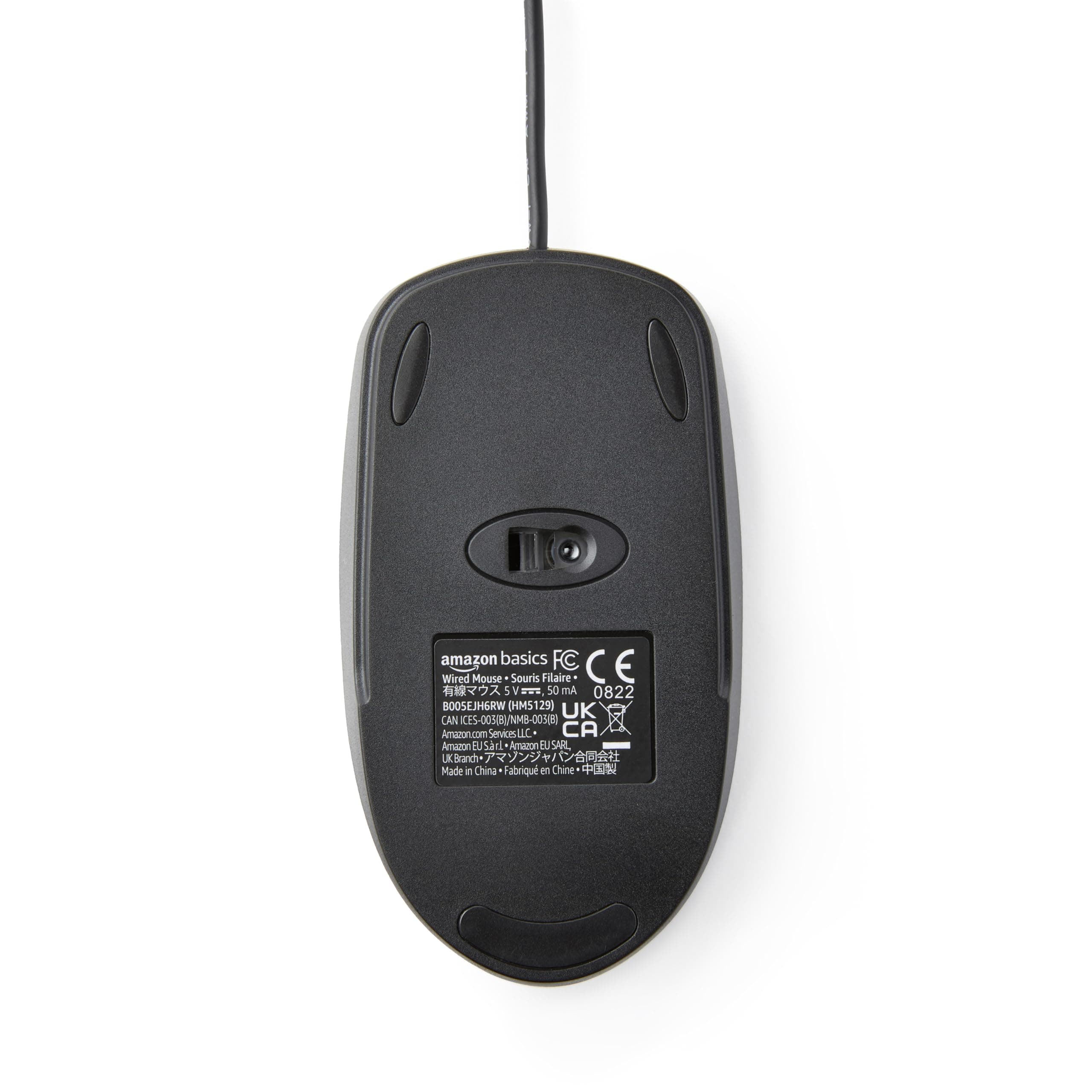 Amazon Basics 3-Button USB Wired Mouse with Responsive Tracking, Plug & Play, Compatible with Windows and Mac, Black, view 4