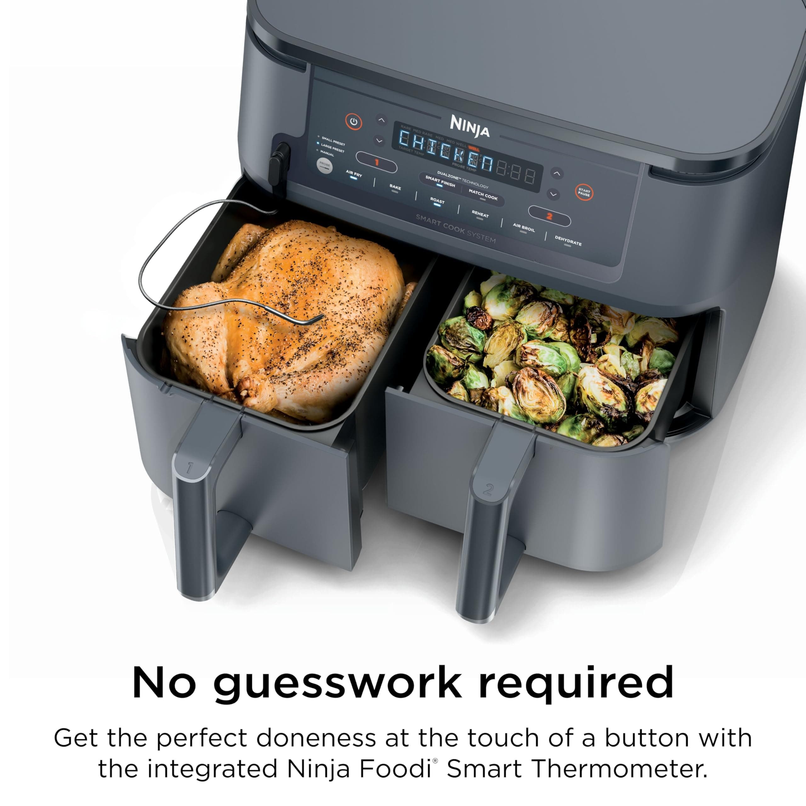 Ninja Foodi Air Fryer, 10 Qt DualZone Smart XL, 6-in-1, Grey, DZ550GY, view 8