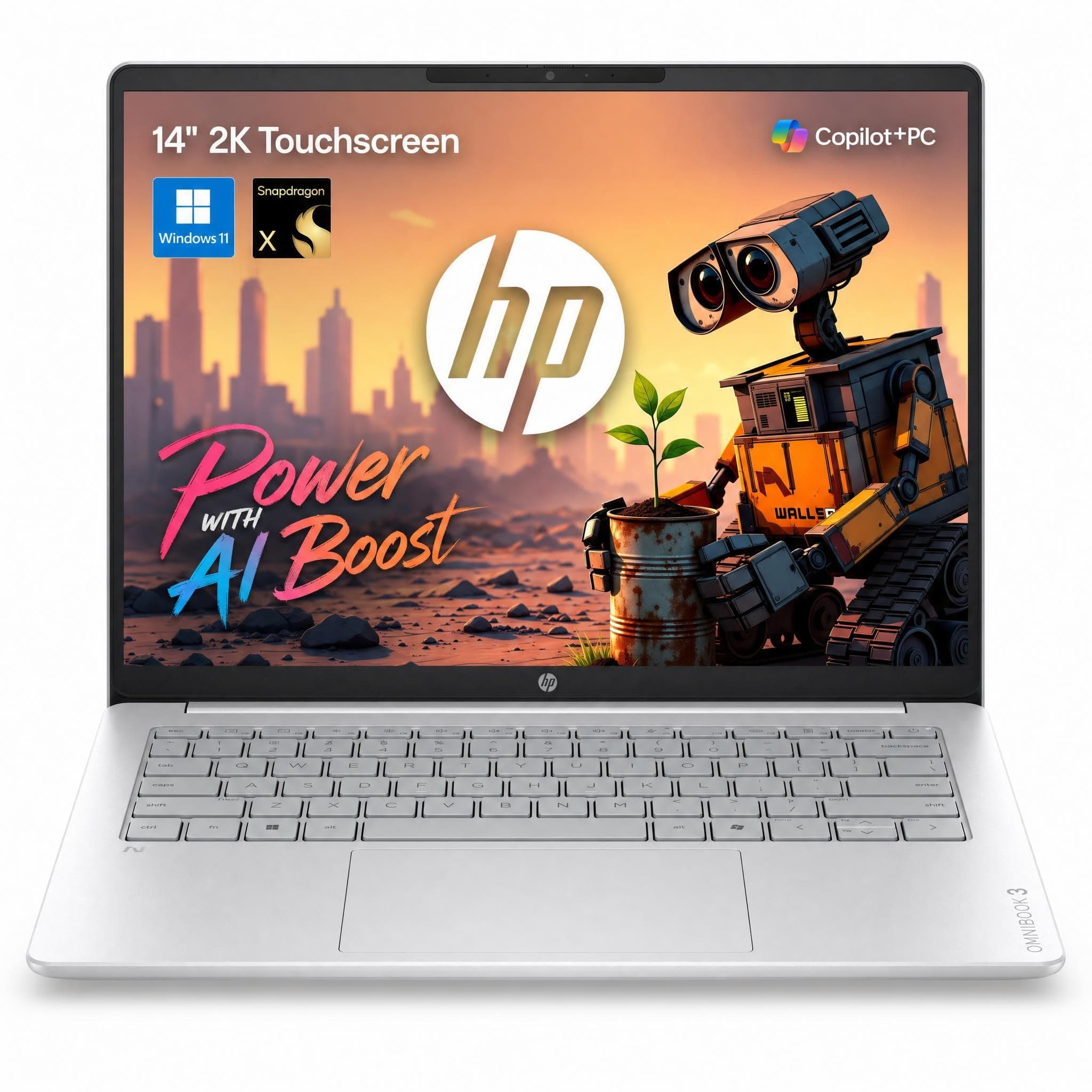 HP OmniBook 3 14 2K Touch Laptop Snapdragon X 16GB DDR5 512GB SSD AI PC