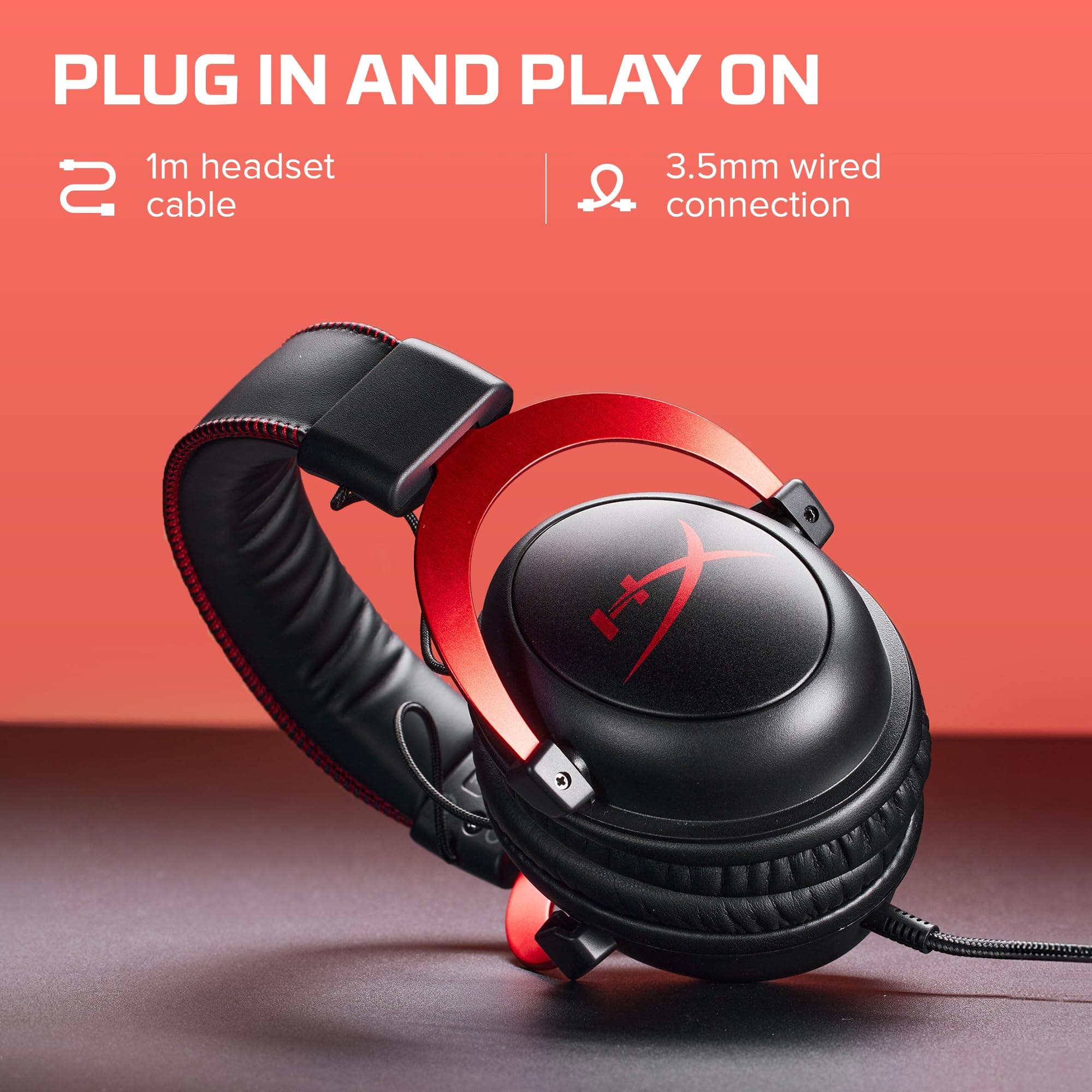 HyperX Cloud II Gaming Headset - 7.1 Surround Sound - Memory Foam Ear Pads - Durable Aluminum Frame - Multi Platform Headset - Works with PC, PS4, PS4 PRO, Xbox One, Xbox One S - Red (KHX-HSCP-RD), view 2