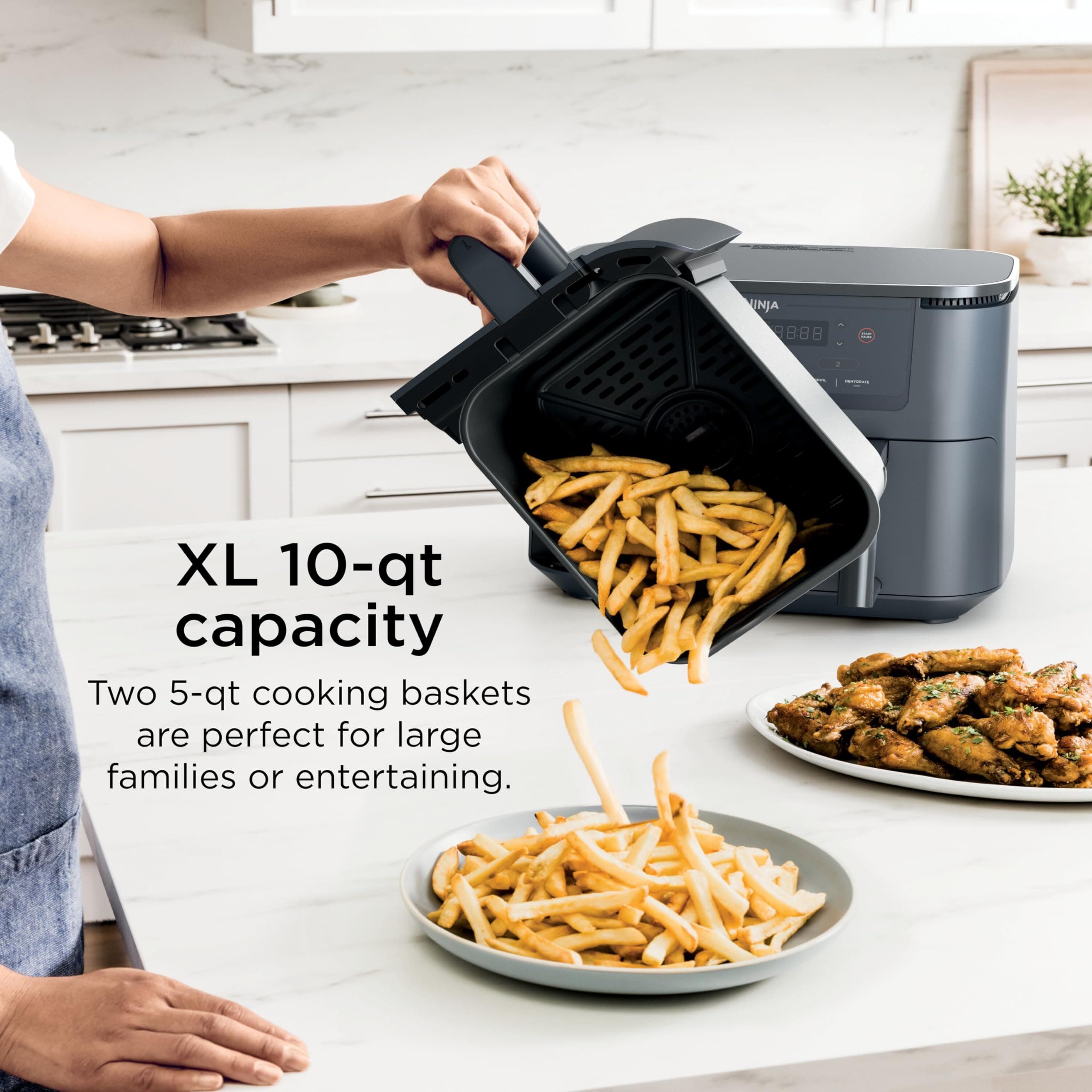 Ninja Foodi Air Fryer, 10 Qt DualZone Smart XL, 6-in-1, Grey, DZ550GY, view 6