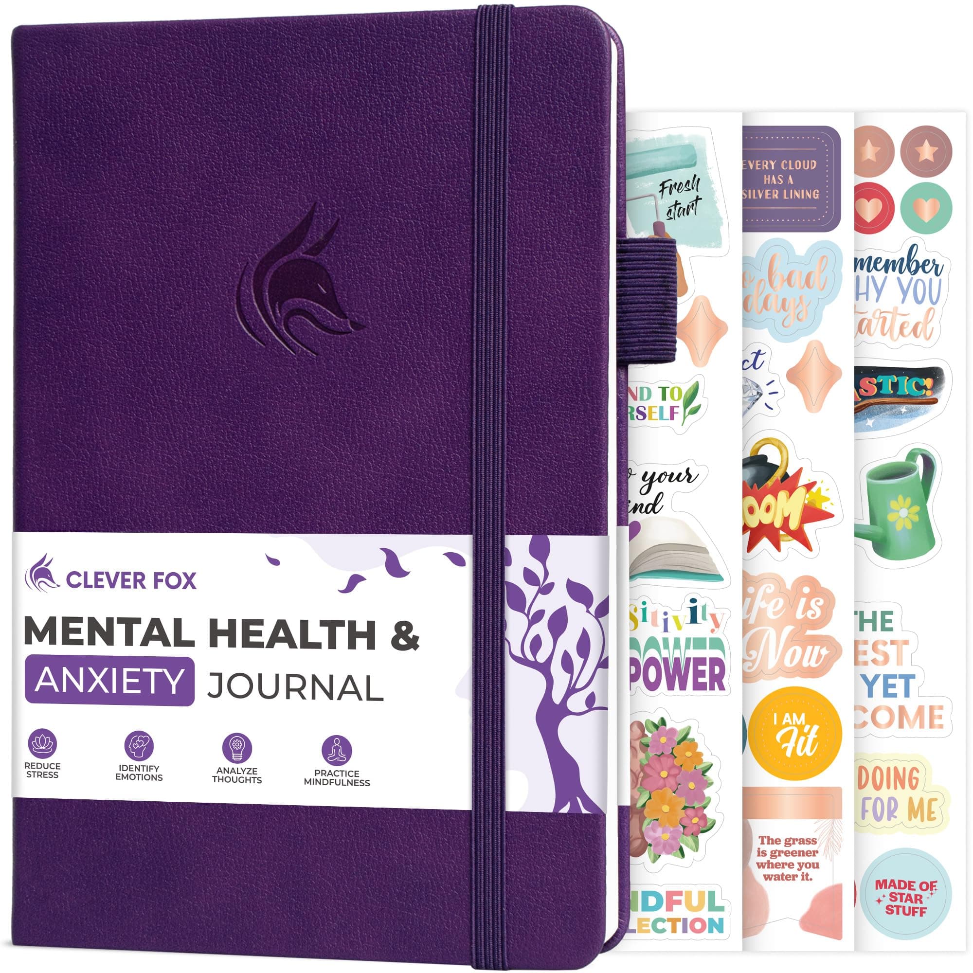 Clever Fox Mental Health & Anxiety Journal CBT Prompts 5.8x8.3 Purple