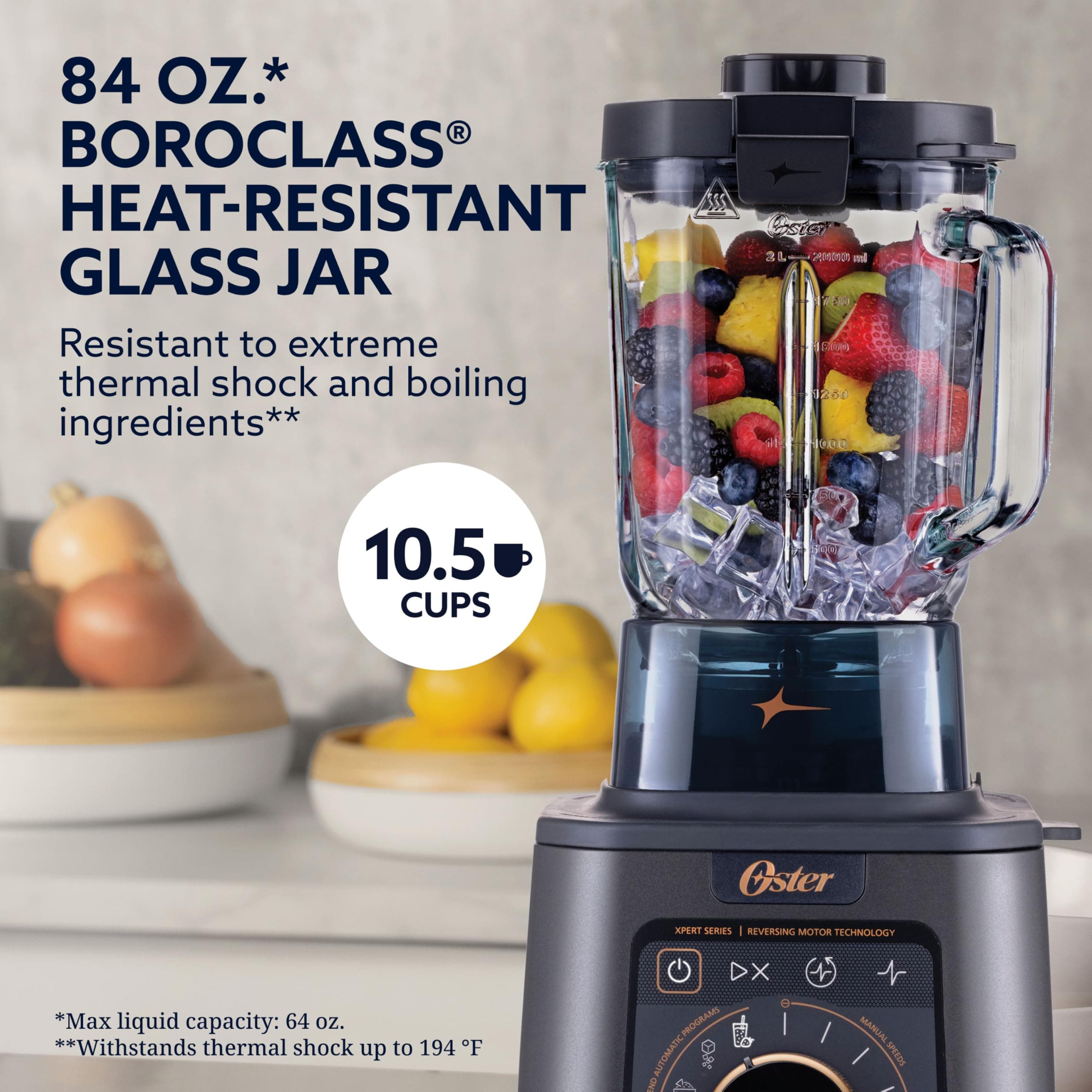 Titan Performance Blender for Smoothies, Salsa, and Soups, 84oz Glass Jar, 4 iBlend Preset Functions, 5 Manual Speeds, 2200-Watts, Reversible Motor Technology, Self-Cleaning Appliance, view 4