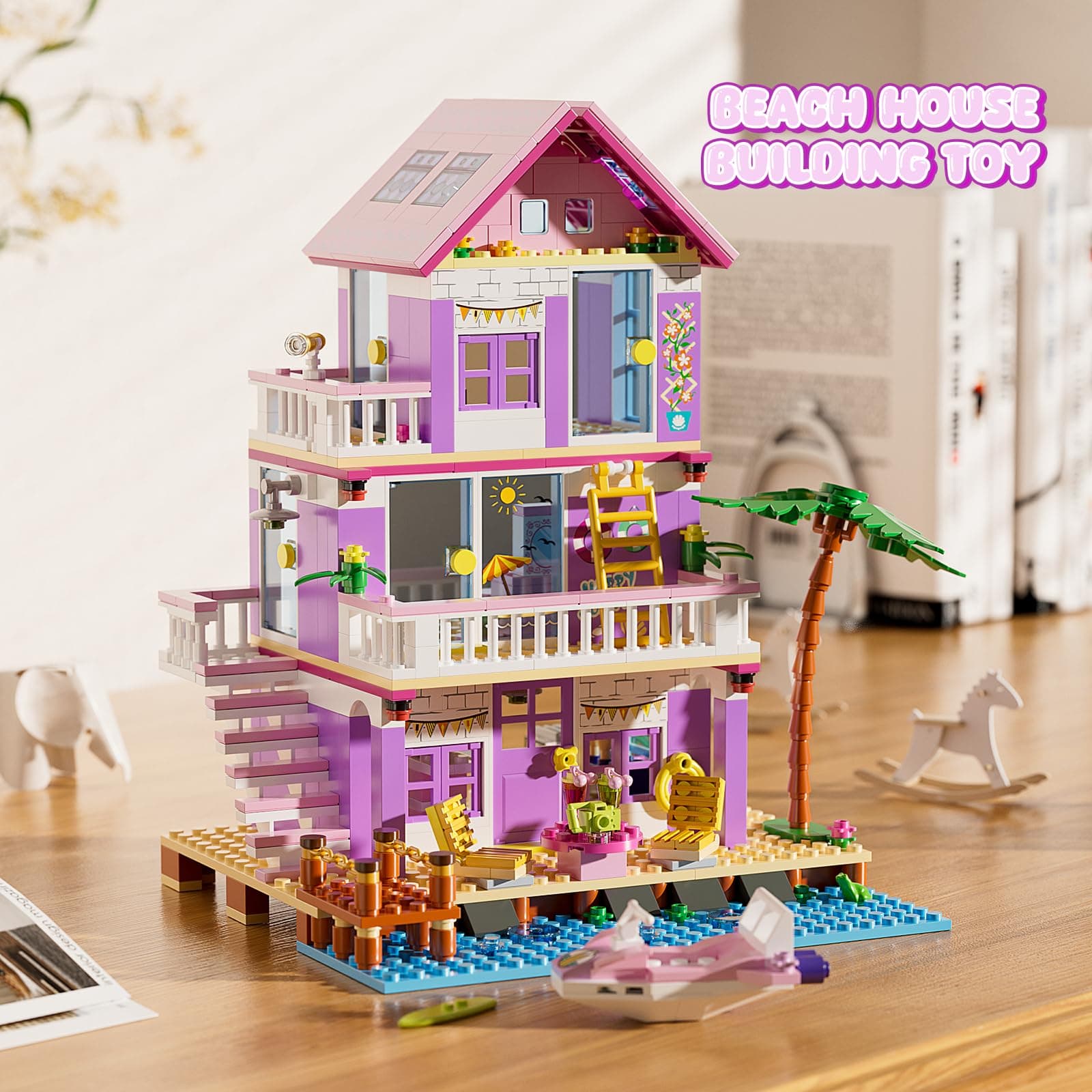 Beach House Building Sets, Seaside Villa House Building Toys Compatible with Lego Friends Sets for Girls Age 8-12, Creative Holiday Cottage Building Kit, Gift for Christmas, Valentine's Day, Party, view 4