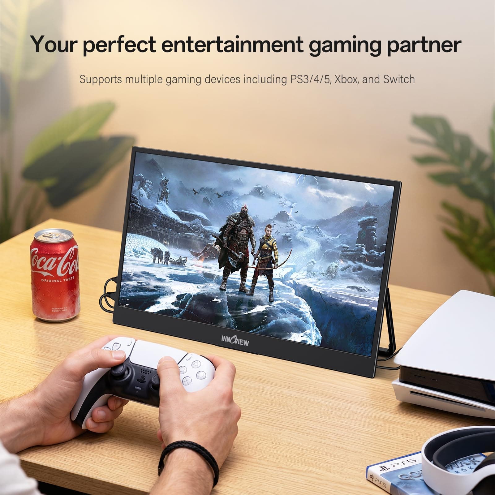 InnoView 2K Portable Monitor 15.6" QHD 100% sRGB, Built-in 180° Adjustable Stand Travel Monitor USB C Standard HDMI Ultra-Slim Portable Monitor for Laptop MacBook Phone PS5 Xbox Switch, view 7