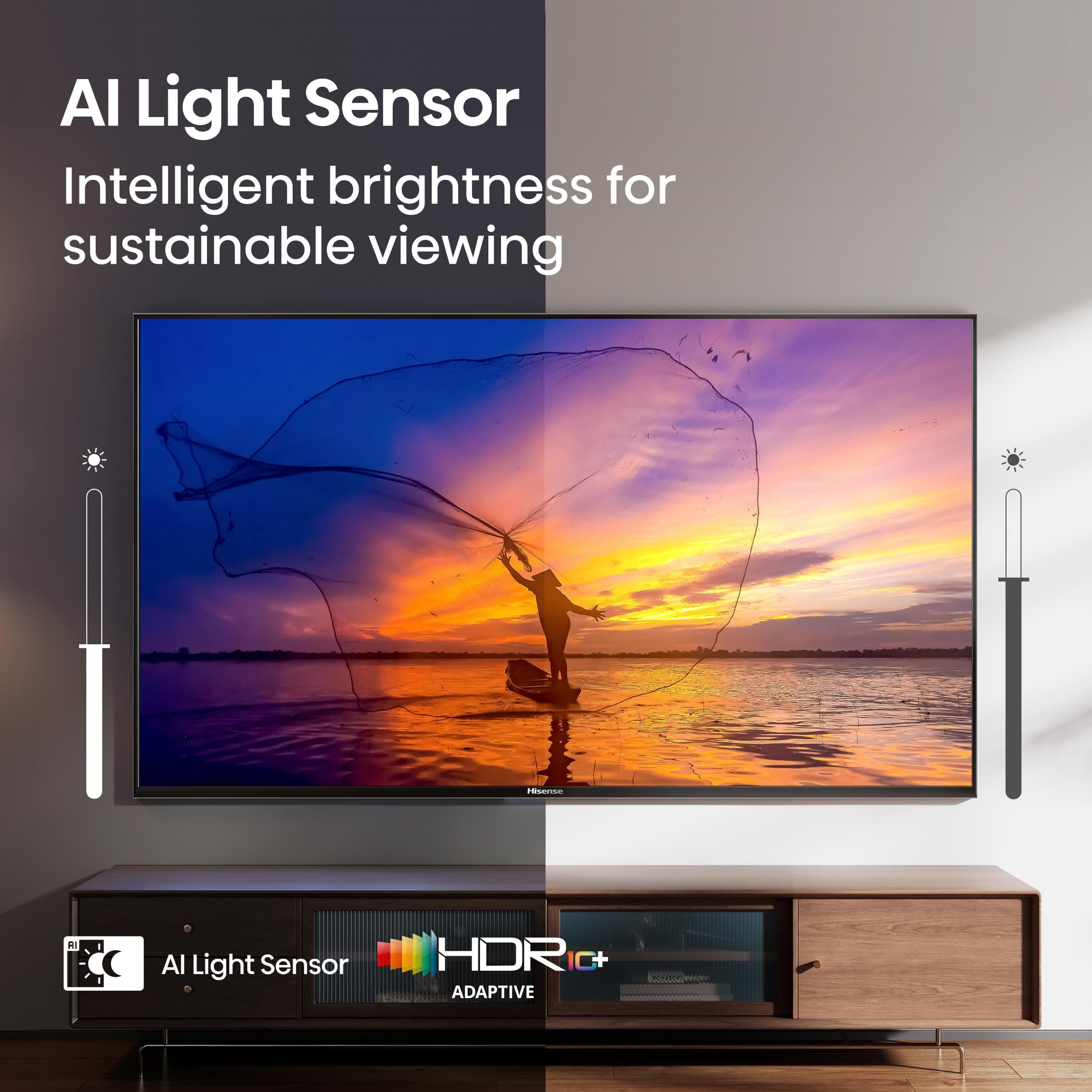Hisense 55" E6 Cinema Series Hi-QLED 4K UHD Smart Fire TV (55E6QF) - AI Light Sensor, Dolby Vision · Atmos, Voice Remote with Alexa, Motion Rate 120, HDR 10+ Adaptive, Game Mode Plus, view 9