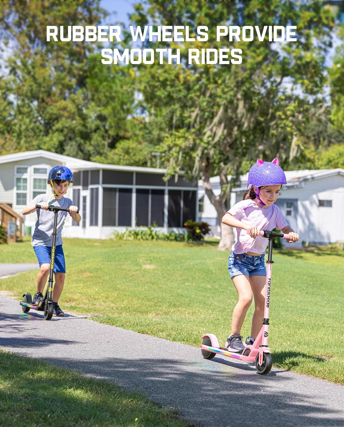 FanttikRide C9 Pro Kids Electric Scooter Ages 8-12, Colorful Rainbow Lights, E-Scooter for Kids 3.9-5.2 ft, 132 lbs, 5 Miles Range, Up to 40 min Ride Time, 5/8/10 MPH, 3 Adjustable Heights, Black, view 6