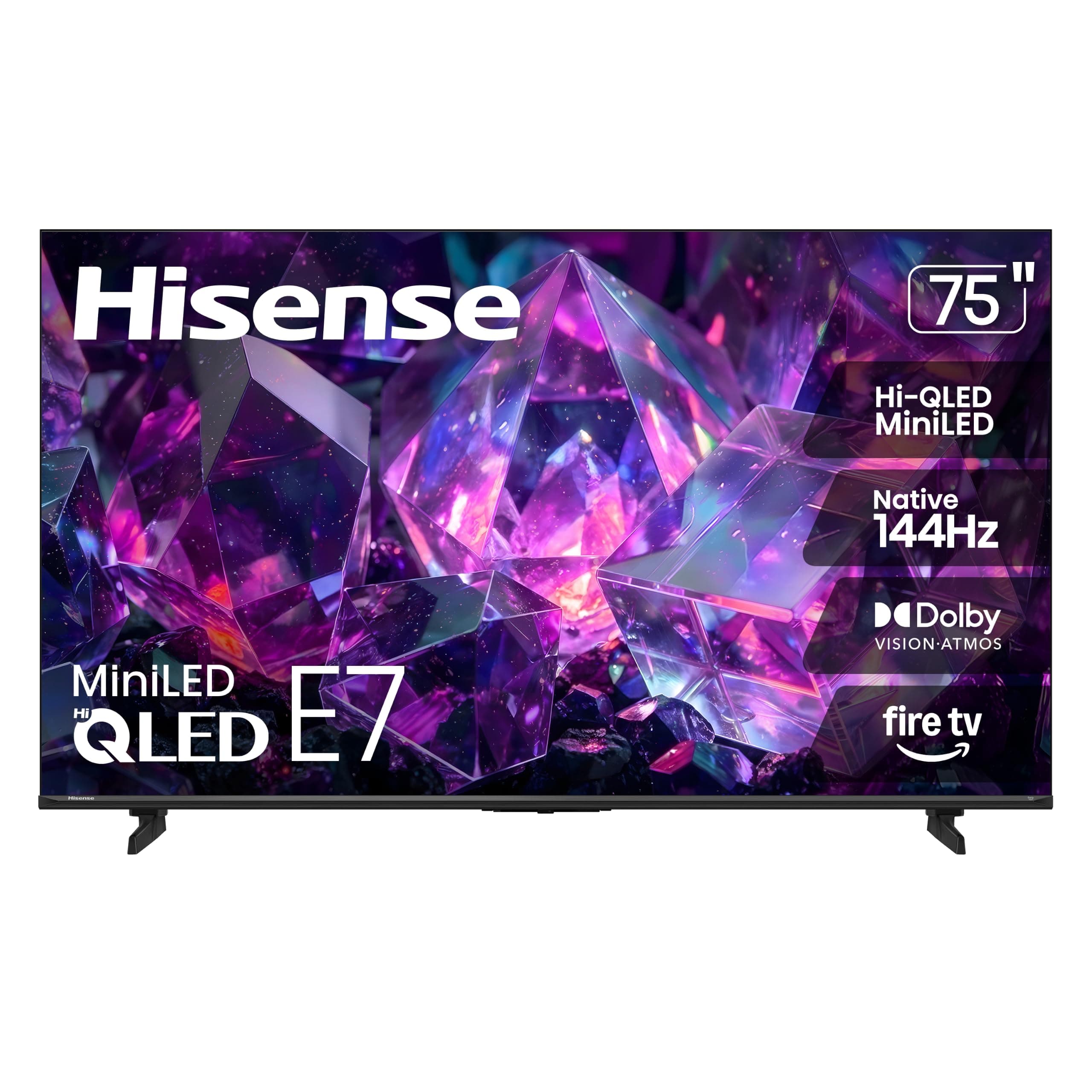Hisense 75" E7 Cinema Series Hi-QLED Mini-LED 4K UHD Smart Fire TV (75E7SF, 2026 NEW) - Native 144Hz, AI Picture, Dolby Vision IQ · Atmos, FALD, HDR10+ Adaptive, MEMC, Alexa+