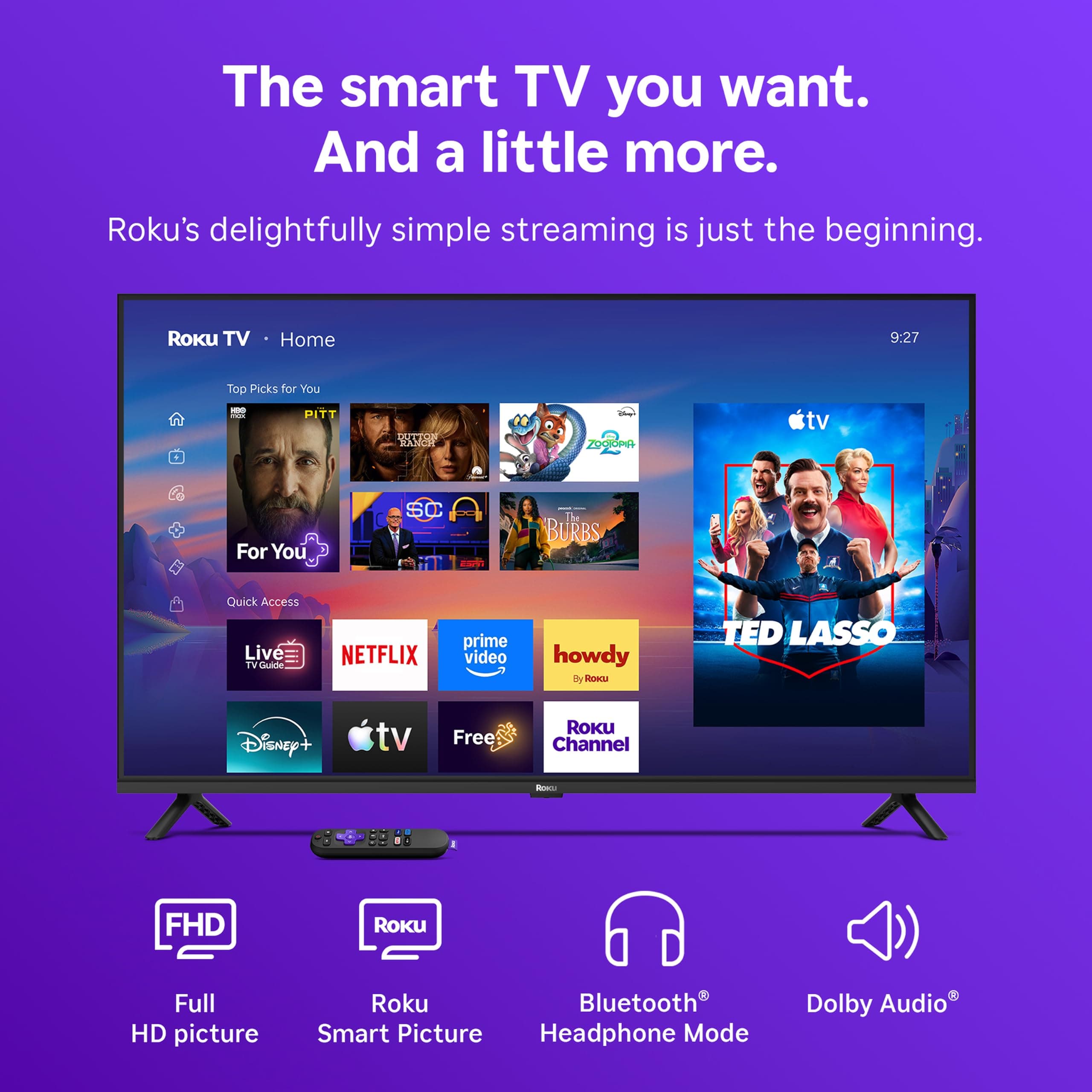 Roku 40-Inch Select Series Smart TV 2026-1080p Full HD TV - RokuTV, view 3