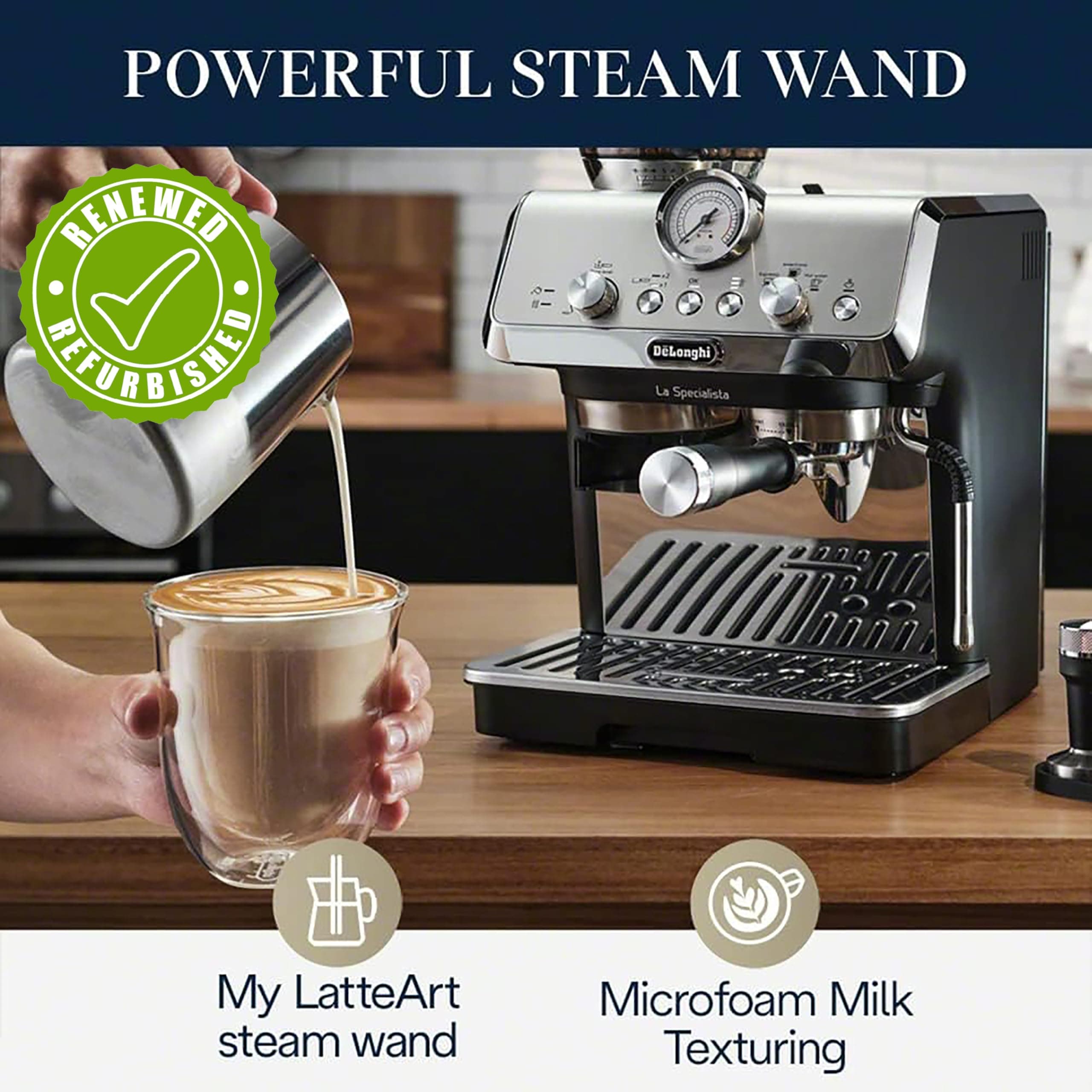De'Longhi La Specialista Arte Espresso Machine, Stainless Steel/Black, EC9155MB (Renewed), view 6