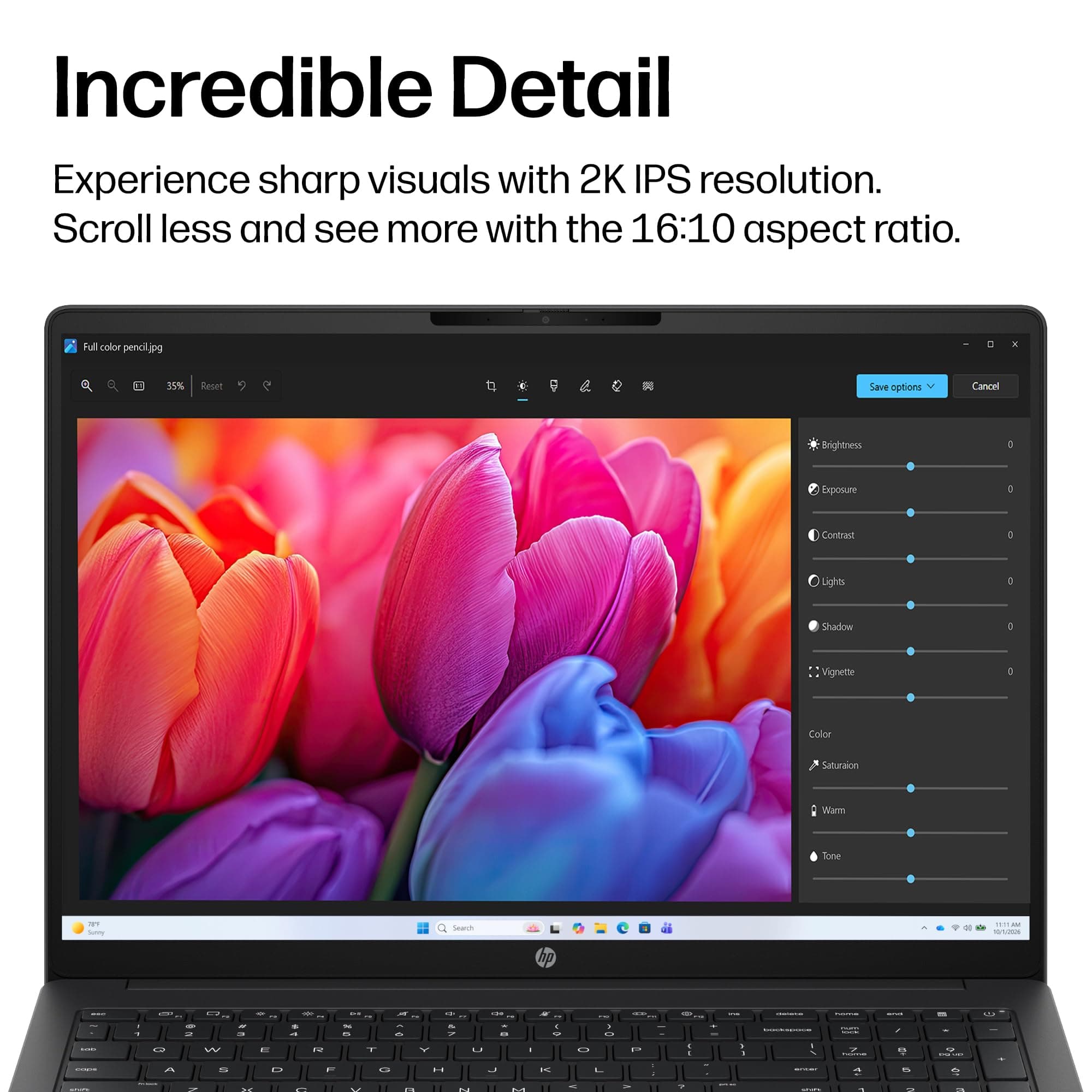 HP OmniBook 3 16 inch Laptop PC, 2K Touchscreen, AMD Ryzen 3 30, 8 GB RAM, 256 GB SSD, AMD Radeon 610M GPU, Windows 11 Home, Mica Silver, 16-by0199nr, view 3