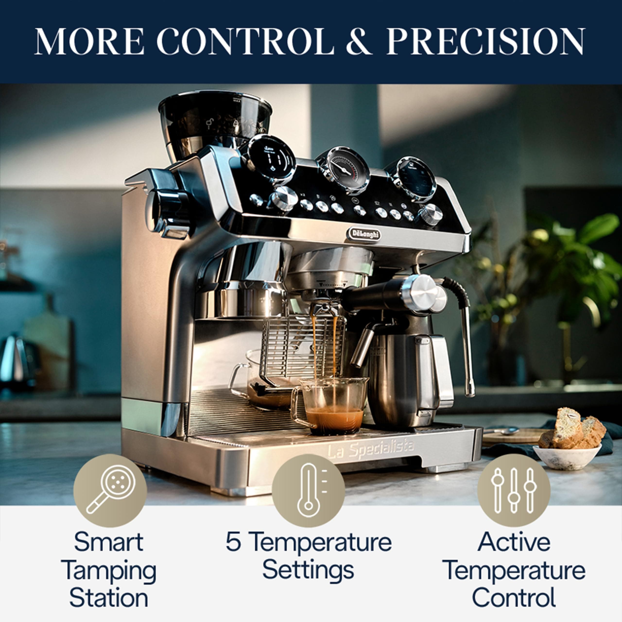 De'Longhi EC9665M La Specialista Maestro Espresso Machine, Stainless Steel, Silver,Black, view 4