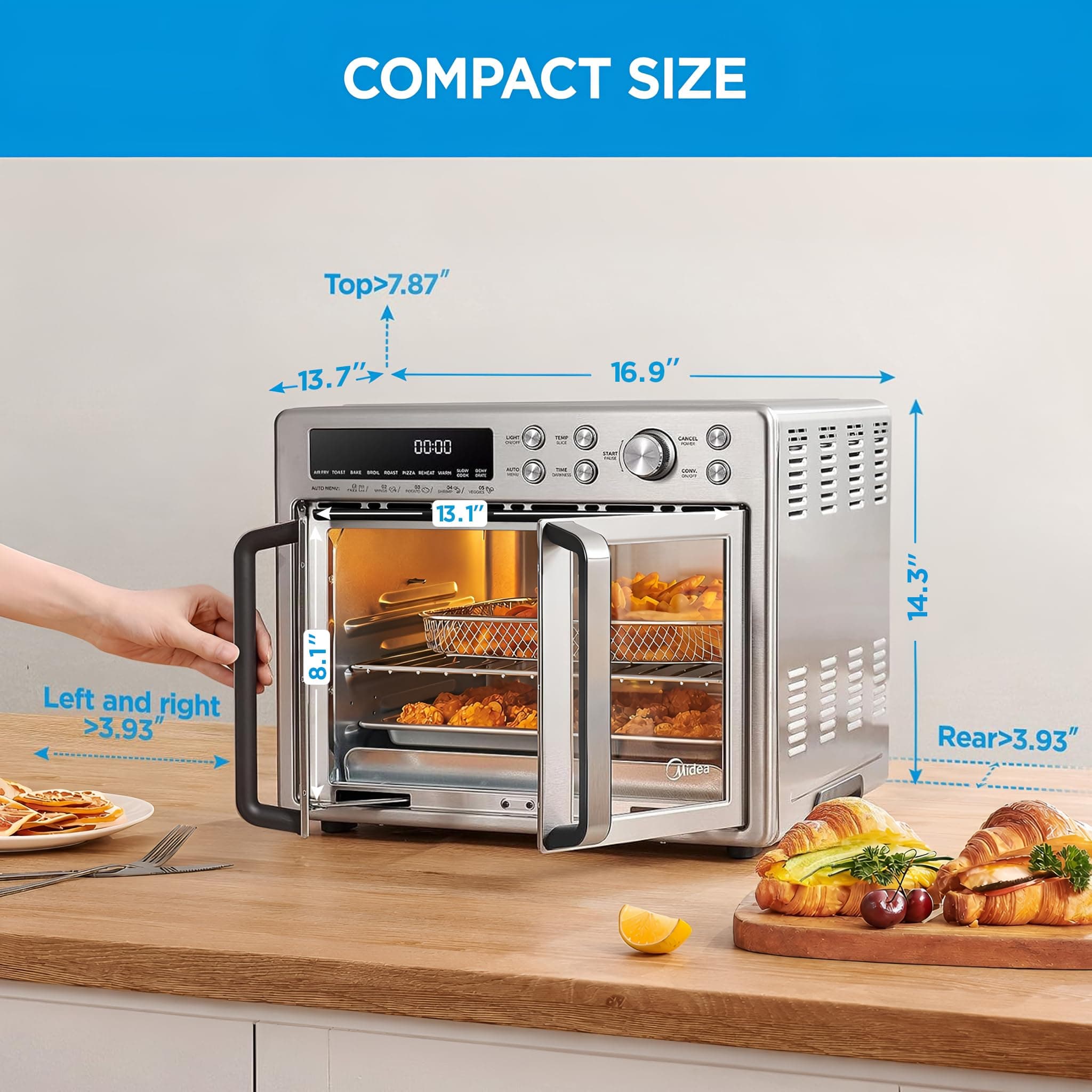 Midea Flexify Classic French Door Toaster Oven Air Fryer Combo, 26.4 QT, view 2