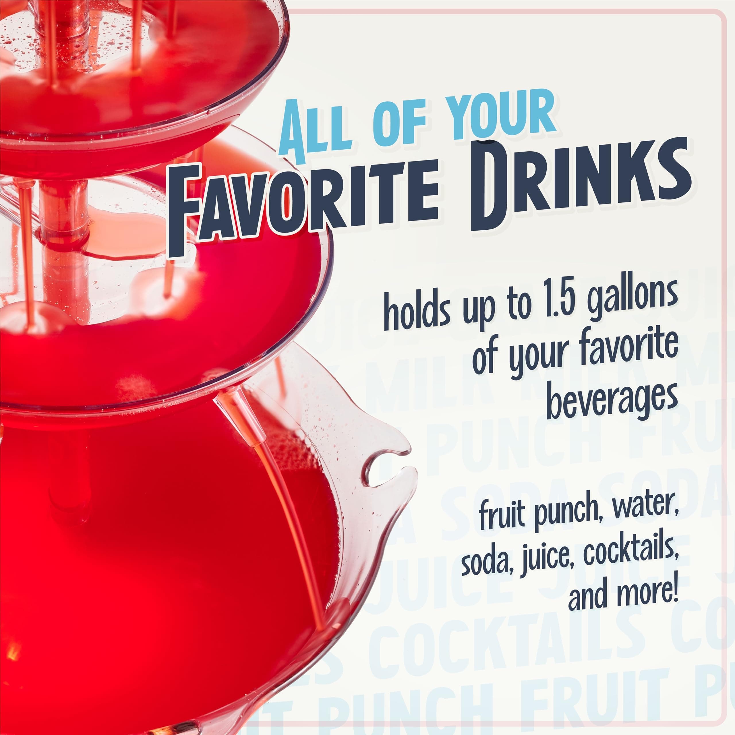 Nostalgia 3-Tier Party Fountain, Holds 1.5 Gallons, LED Lighted Base, Includes 8 Reusable Cups, 1.5 Gallon, Clear, view 4