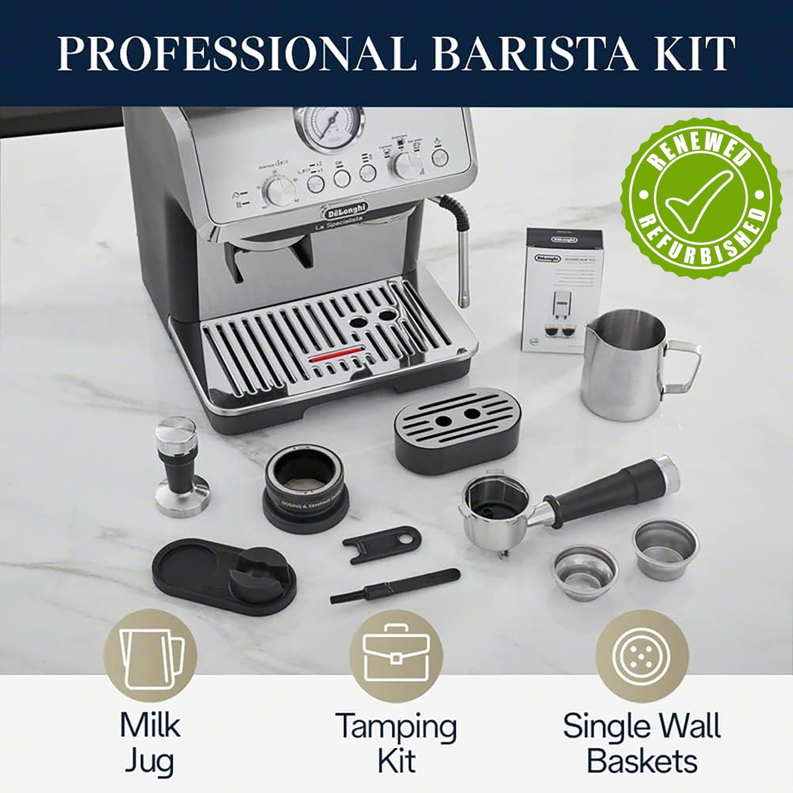 De'Longhi La Specialista Arte Espresso Machine, Stainless Steel/Black, EC9155MB (Renewed), view 5