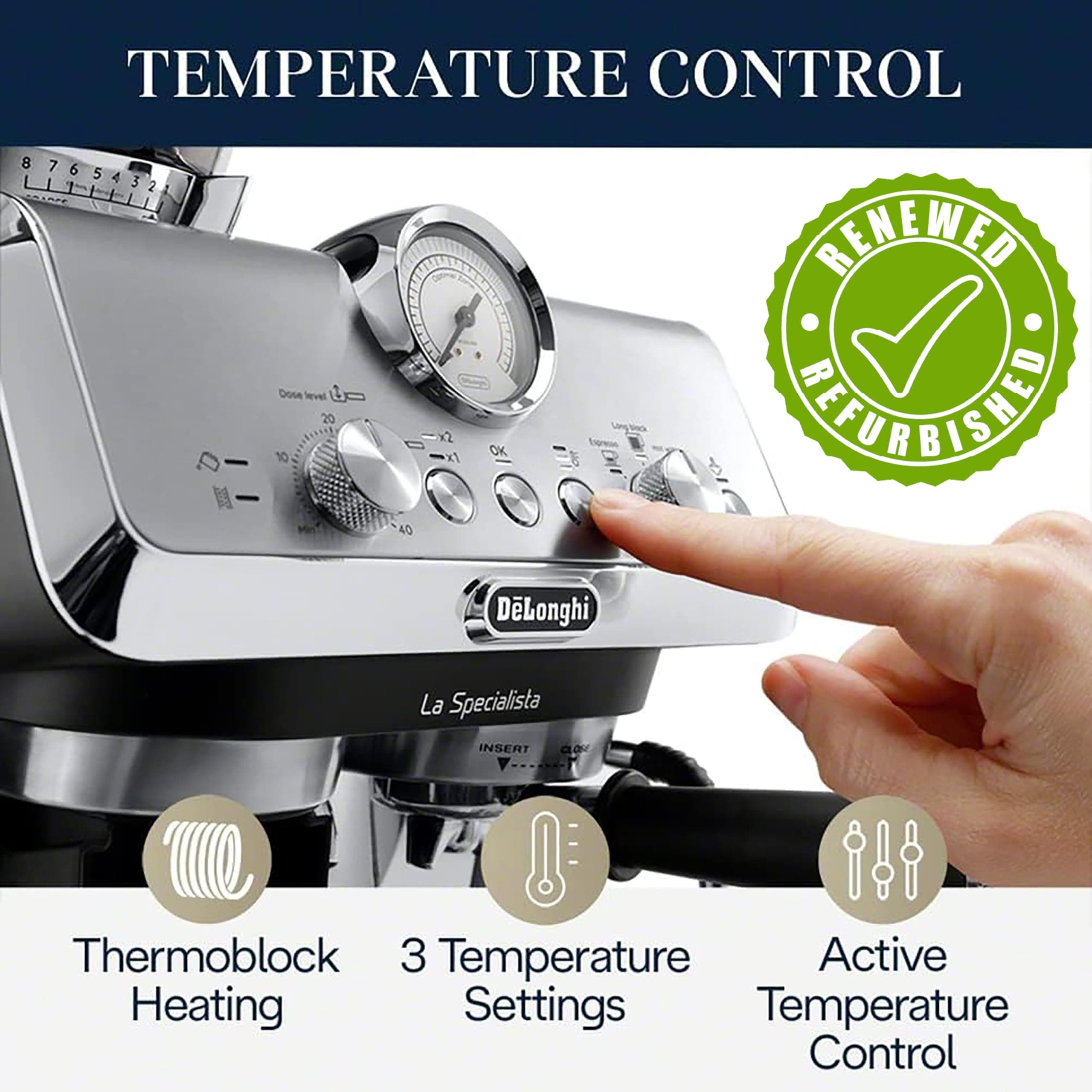 De'Longhi La Specialista Arte Espresso Machine, Stainless Steel/Black, EC9155MB (Renewed), view 4