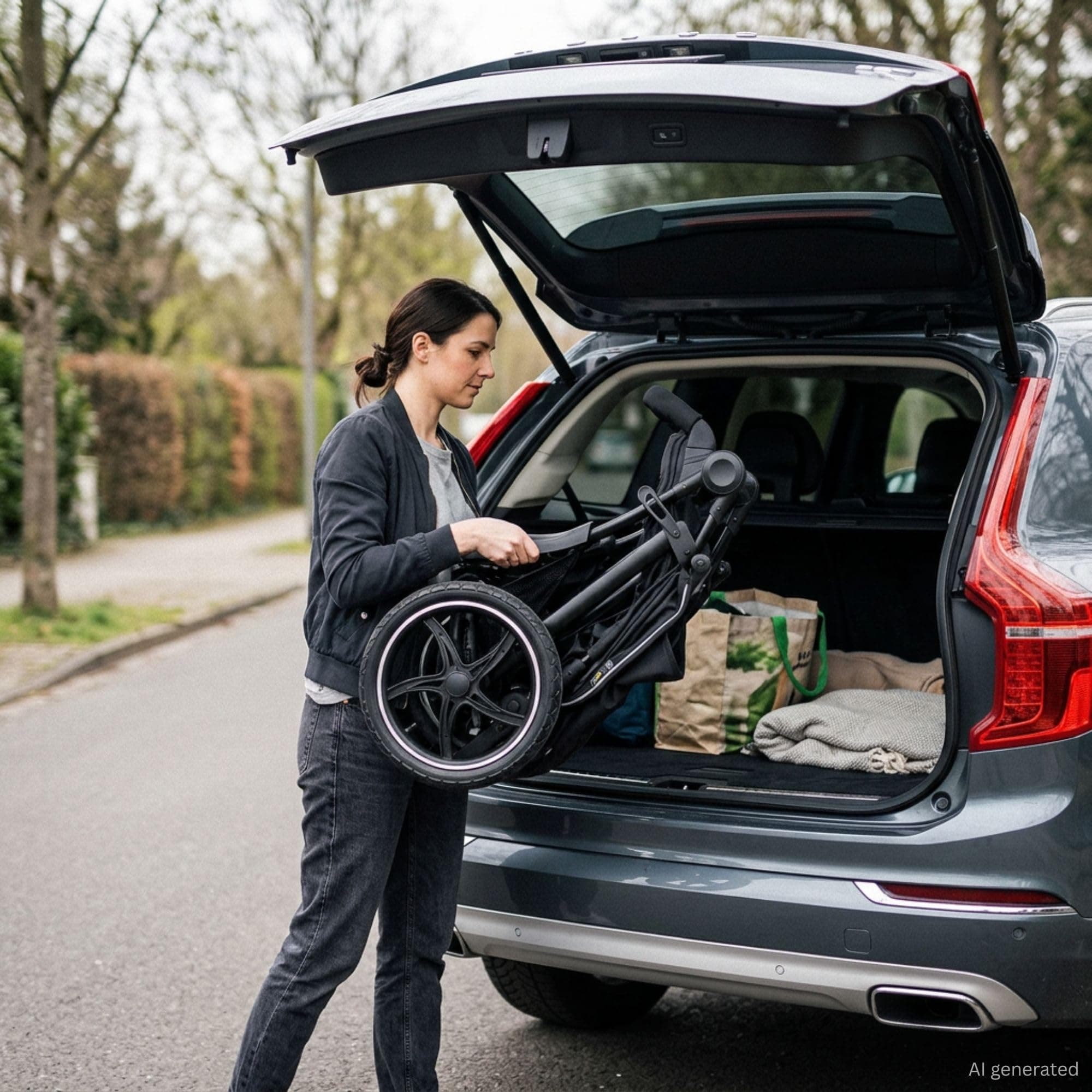 hauck 3-Wheel All Terrain Stroller with Raincover, XL Pneumatic Air Wheels, Mesh Window, and Height-Adjustable Handle, UPF 50+ - from Birth up to 48.5lbs, view 2