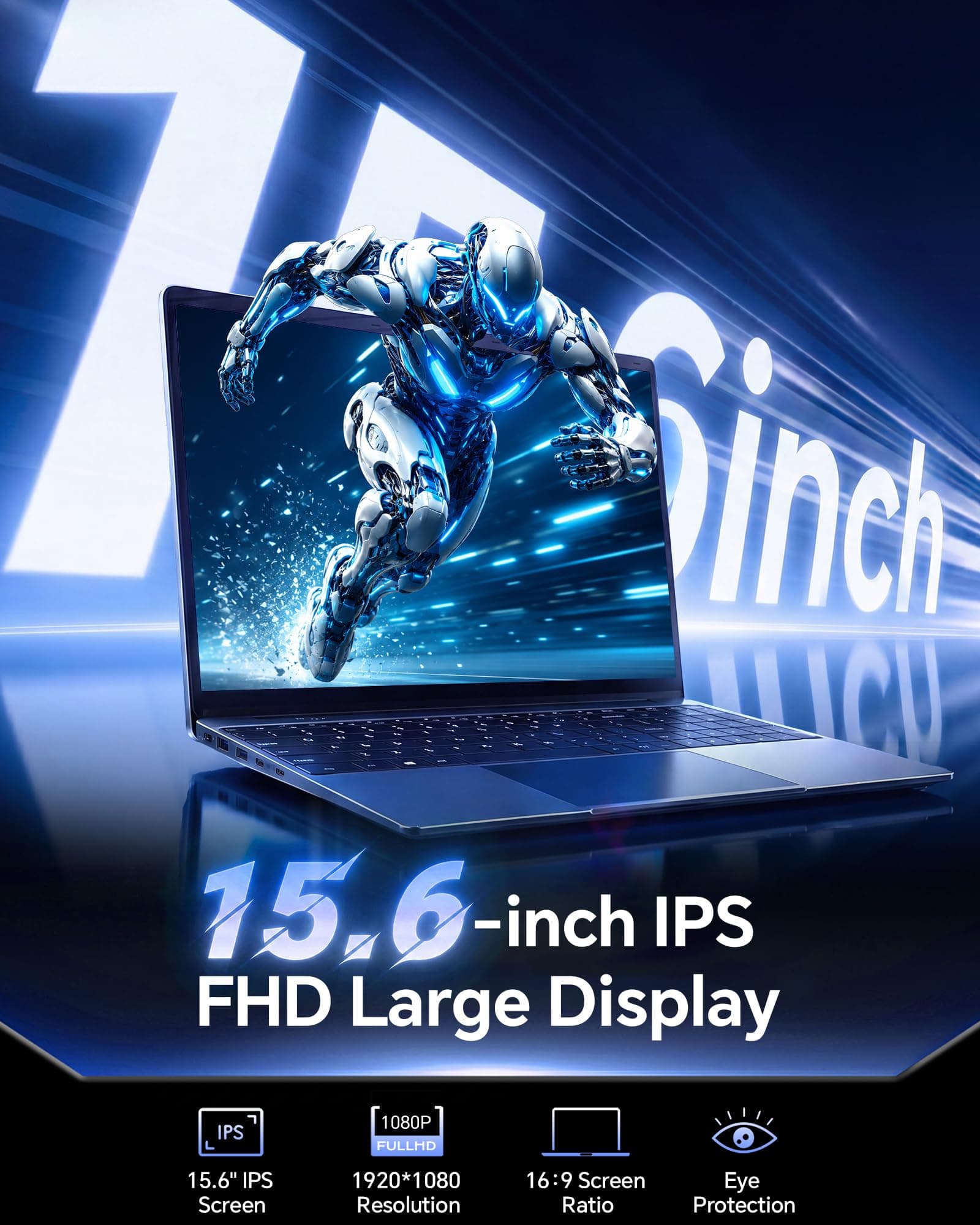 AKCHART 15.6'' AI Laptop with Office 365 12GB RAM 256GB SSD Win 11 Laptops, view 3