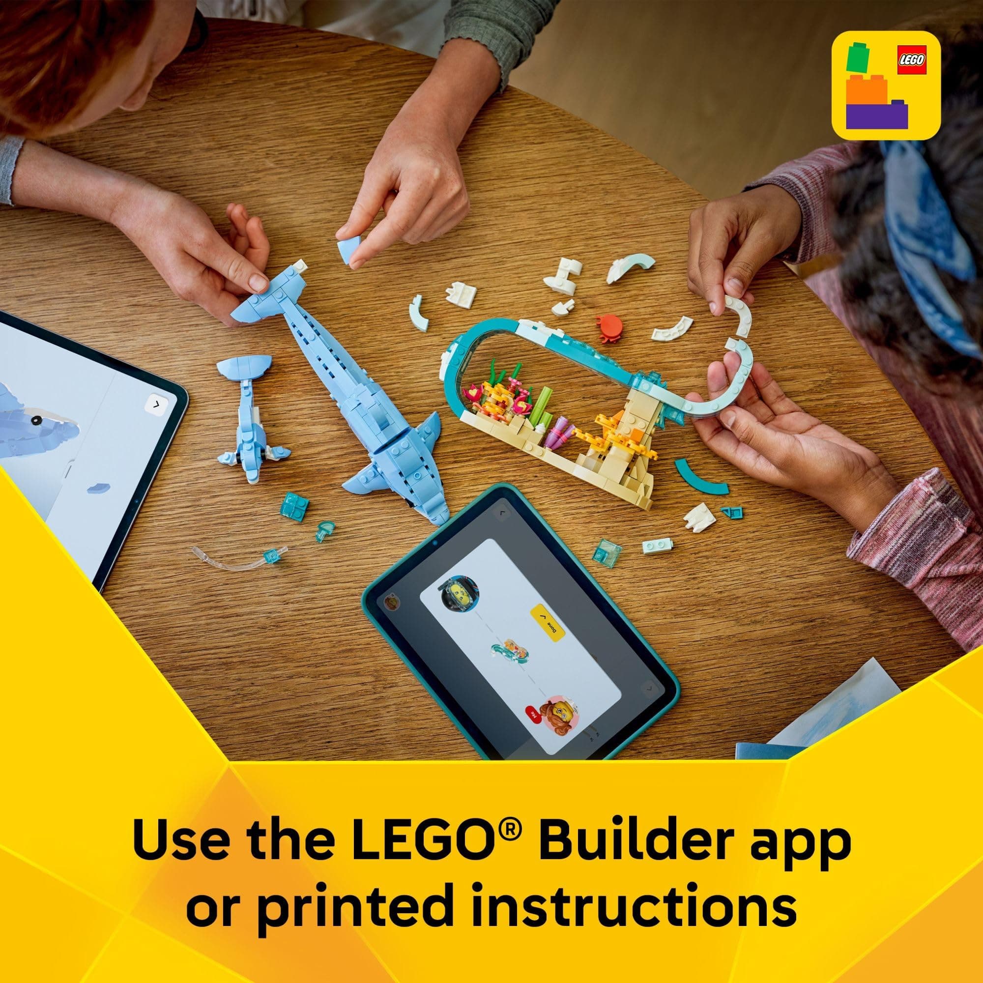 LEGO Creator 3 in 1 Sea Animals: Beautiful Dolphins Building Toy for Girls, Boys, & Kids, Ages 8+ - Gift for Birthdays - Build a Dolphin, Seahorse, or Crab Animal Figure - 31385, view 6