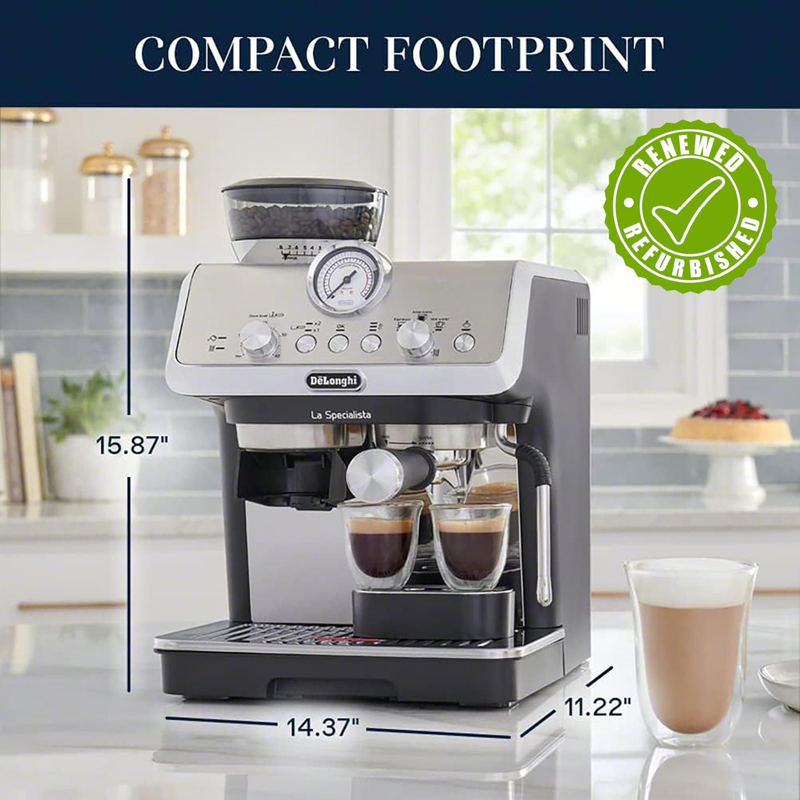 De'Longhi La Specialista Arte Espresso Machine, Stainless Steel/Black, EC9155MB (Renewed), view 8