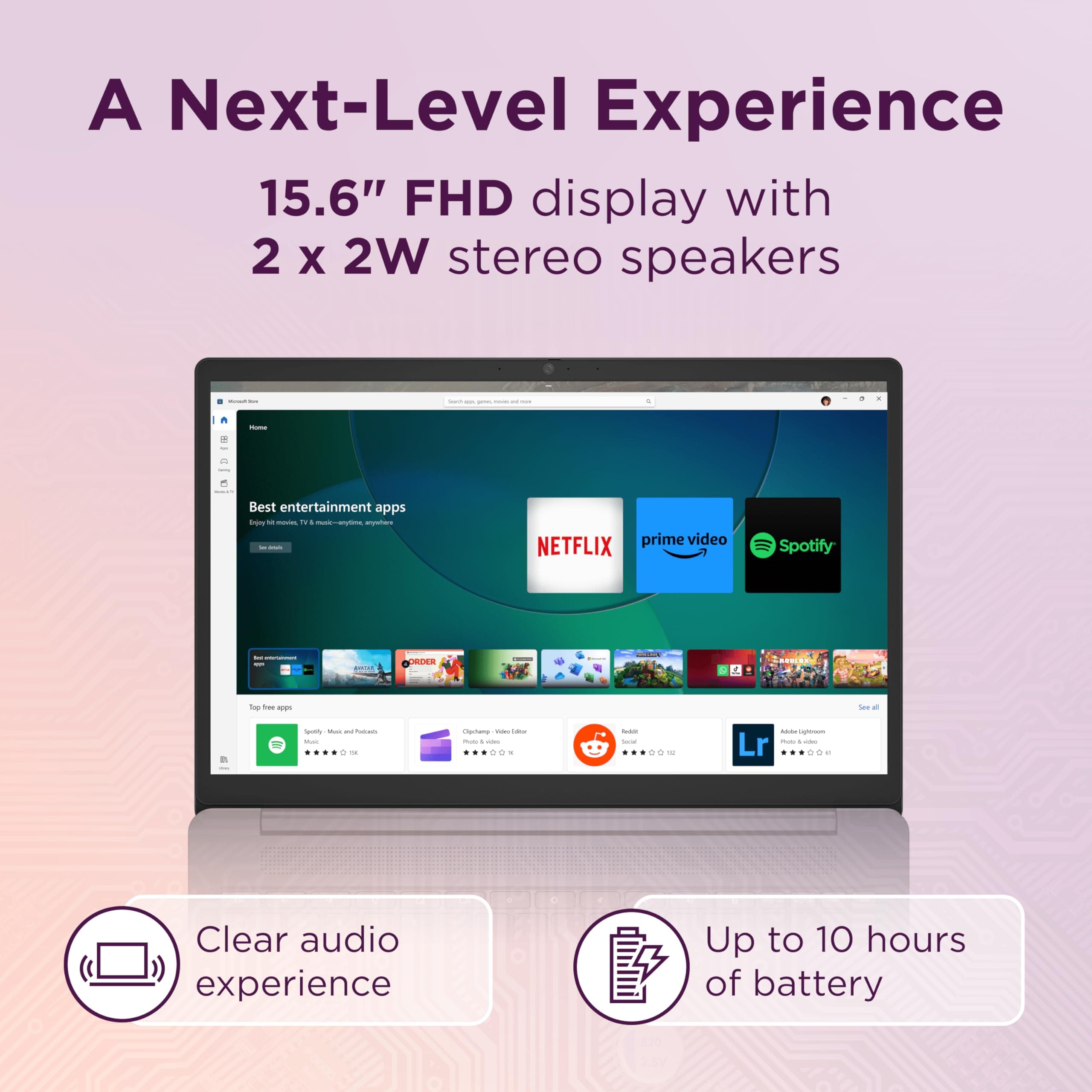 Lenovo IdeaPad 3i Chromebook, 15.6” FHD Display, Intel Celeron N4500, 8GB RAM, 64GB eMMC, 1920x1080 px, 720p Camera, Chrome OS, Abyss Blue, view 4