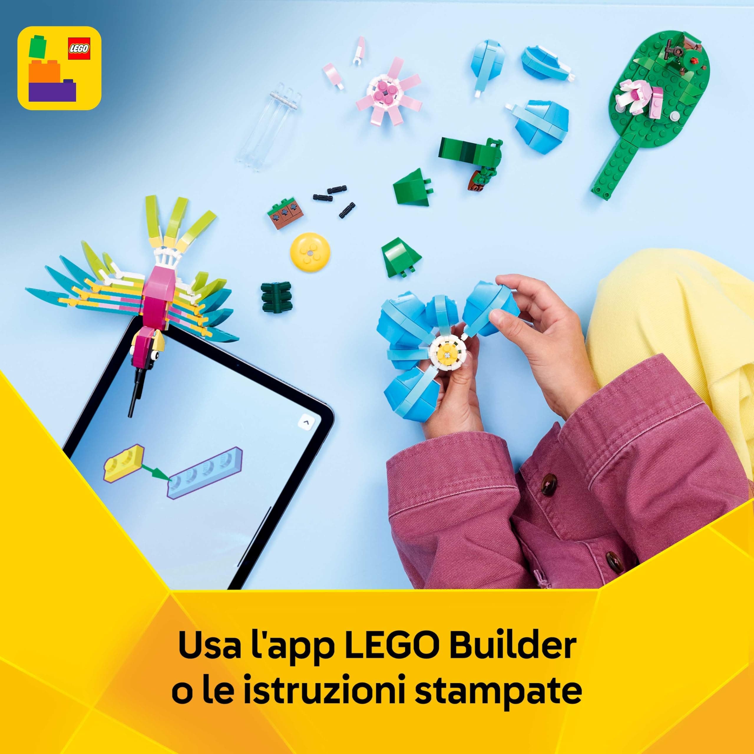 LEGO Creator 3in1 Wild Animals: Colourful Hummingbird - Bird Toy Transforms into a Butterfly or Fish Figure - DIY Room Decor Idea - Creative Gift for 8+ Year Old Girls & Boys - 31384, view 8
