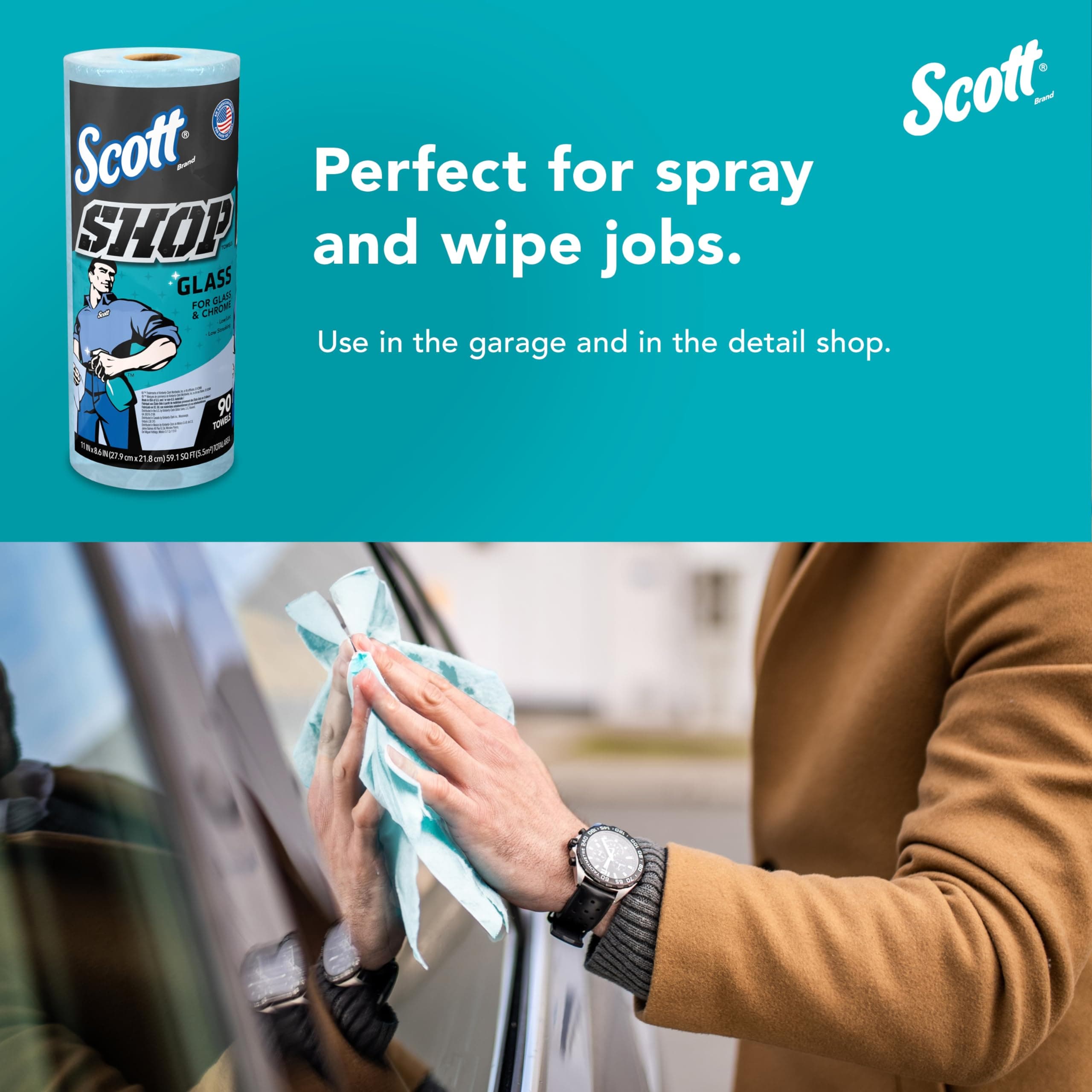 Scott Shop Towels Glass, 90 Towels/Roll, 12 Rolls/Case, view 5
