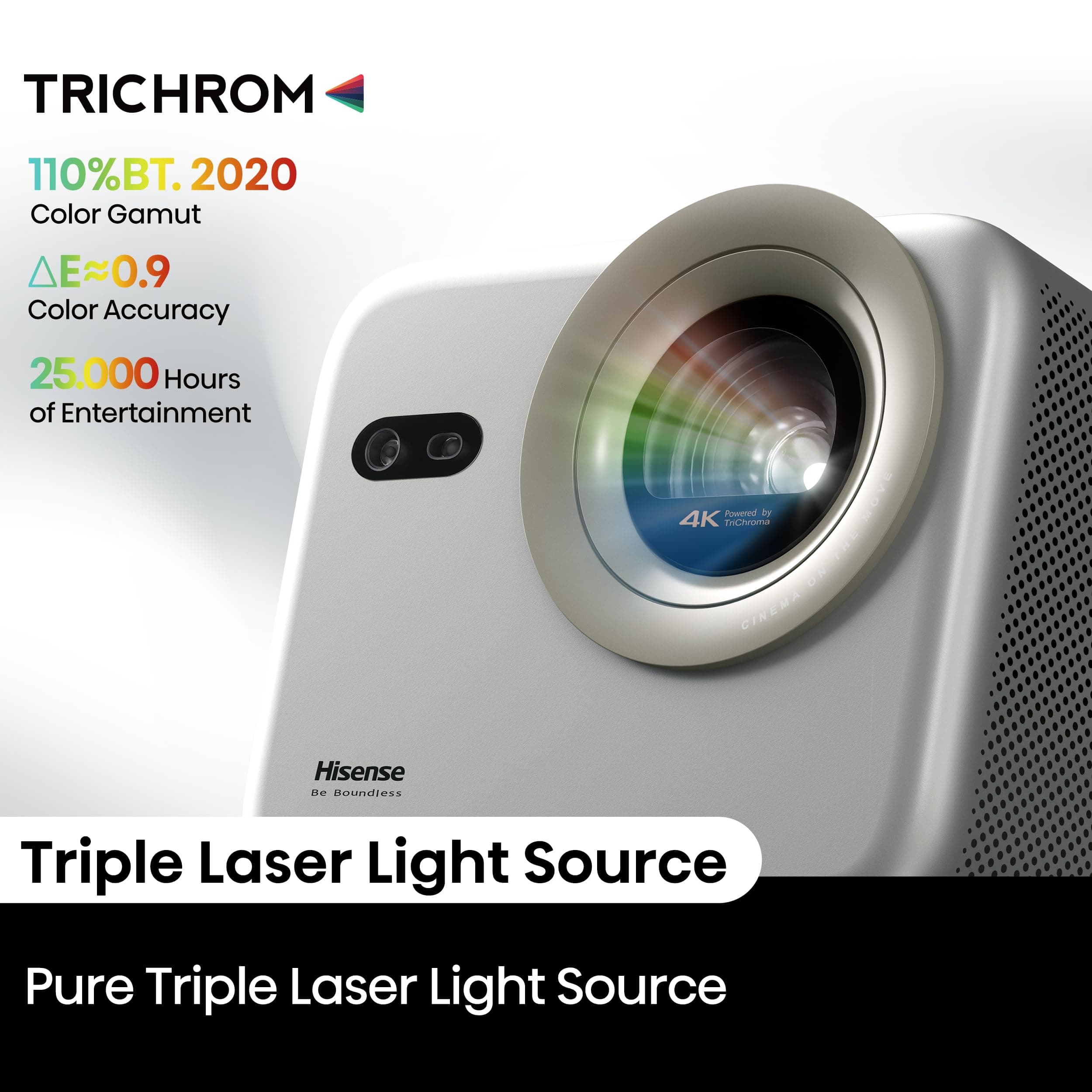 Hisense M2 Pro, Triple Laser Smart Portable Lifestyle Projector, 4K UHD, 65” – 200”, 1,300 Lumens, Dolby Vision,Optical Zoom, Intelligent Screen Adjustments, Vidaa OS, Netflix Included, view 5