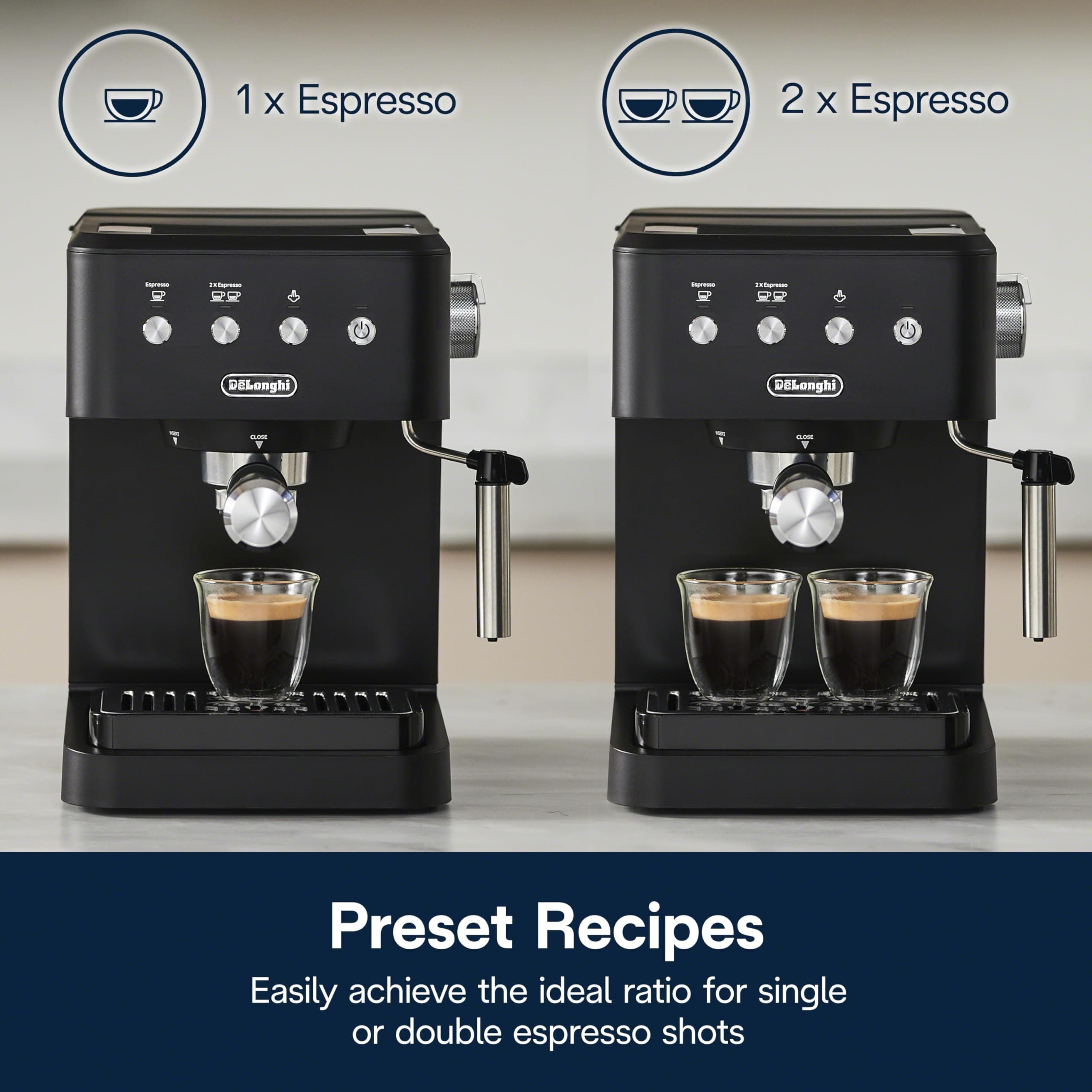 De’Longhi Classic Matte Black Espresso Machine, Easy-to-Use Milk Frother, view 4