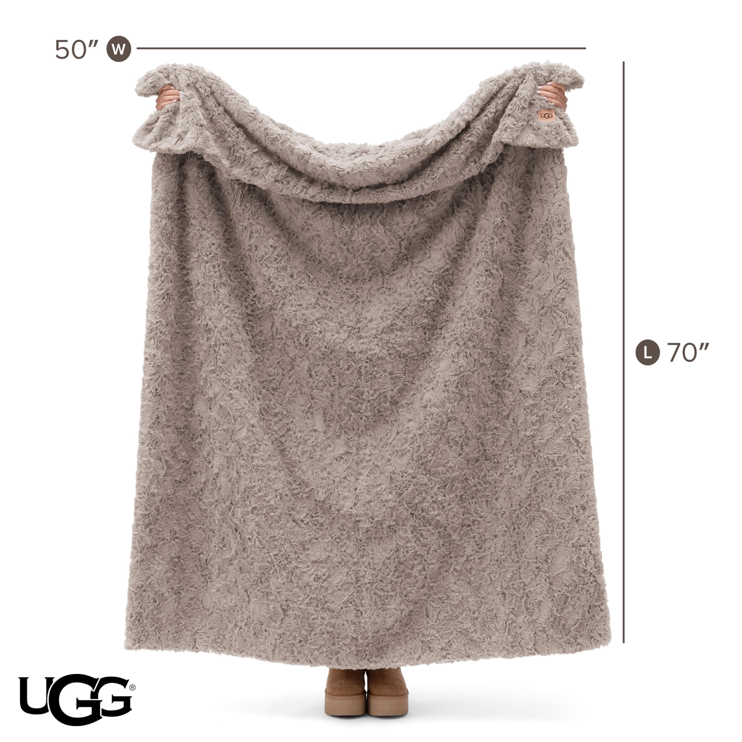 UGG Adalee Throw Blanket for Bed, Faux Fur Blanket, 50" x 70", Brown, view 8