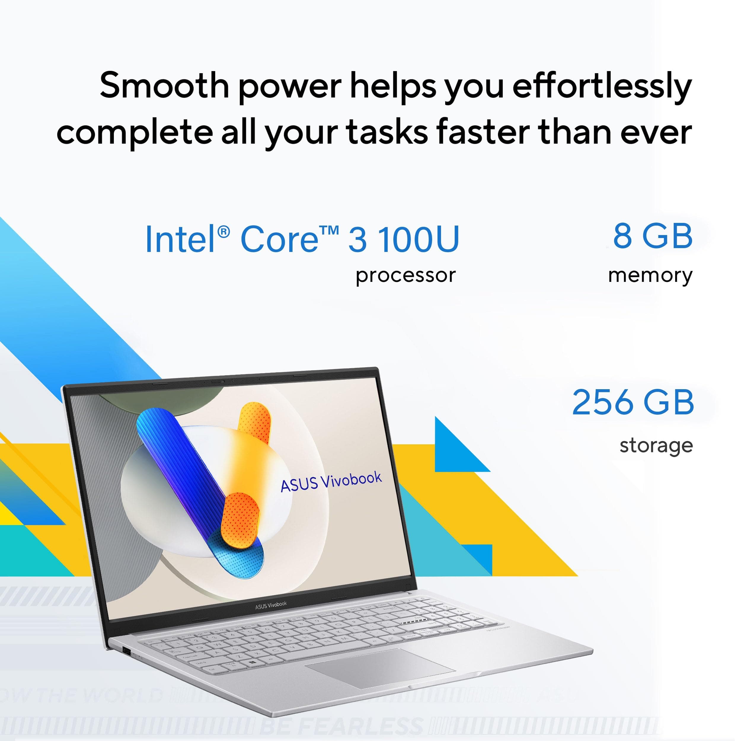 ASUS Vivobook 15 Laptop - 15.6” FHD Display- Intel® Core™ 3 100U - 8GB RAM - 256 GB SSD - Windows 11 Home - Cool Silver - F1504VA-PS34, view 4