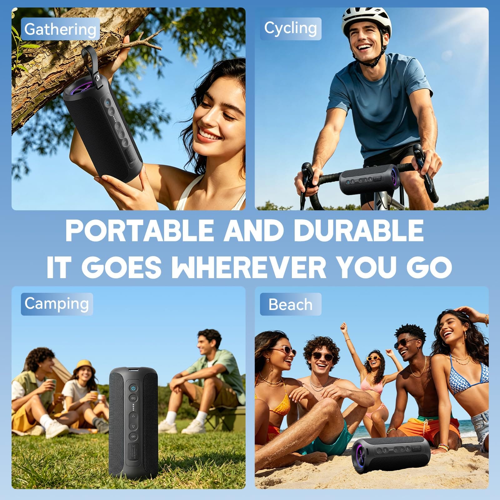 Ortizan Portable Bluetooth Speaker Wireless (2nd Gen), 40W Loud Sound and Deep Bass, 30 Hours Playtime, IPX7 Waterproof, TWS for 2 Speakers Pairing for Shower, Outdoor, Electronics Gift (Black), view 7