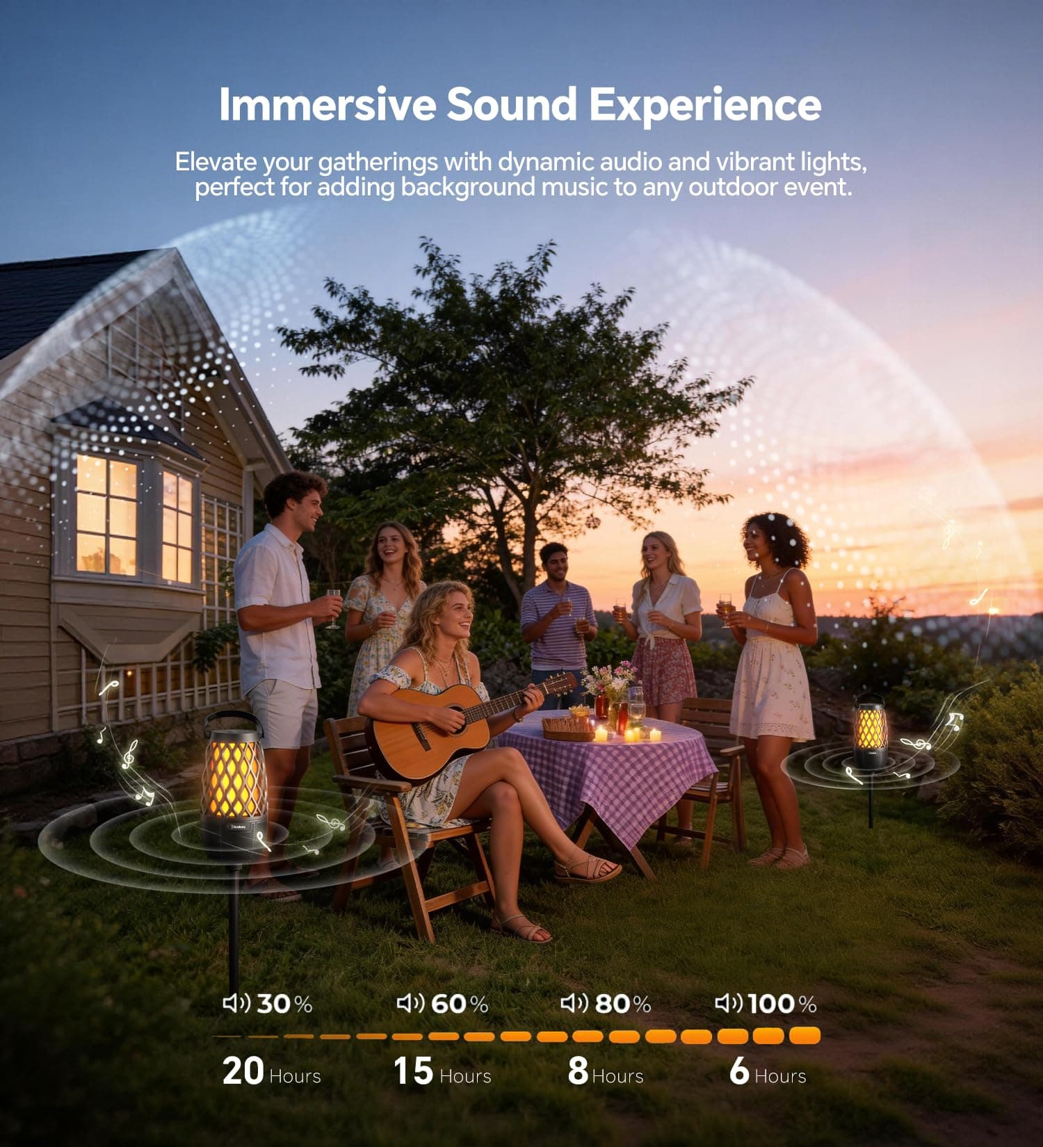 Outdoor Speakers with Lights, Gifts for Men Women, IPX5 Waterproof, 2 Pack, view 5