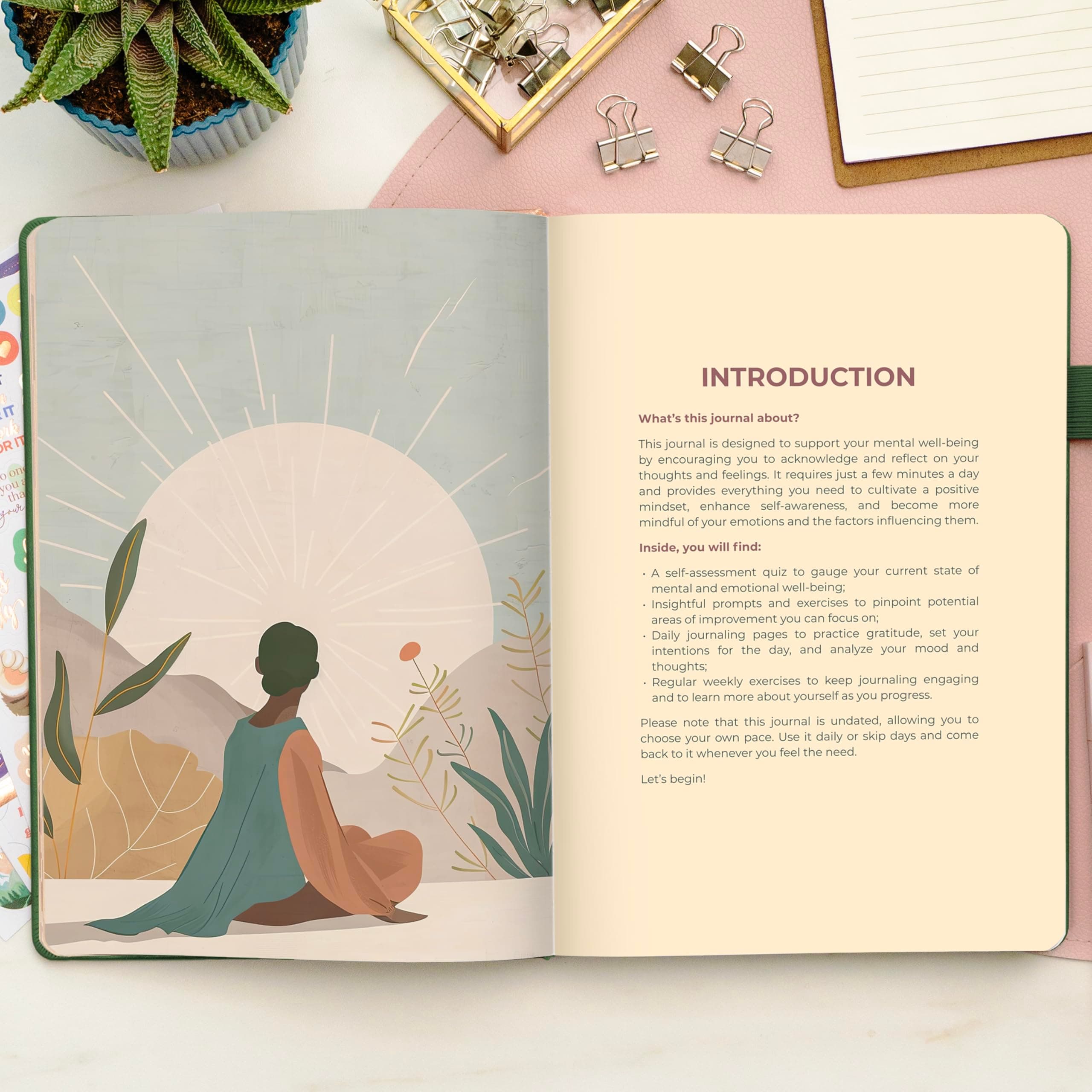 Clever Fox Inner Peace & Anxiety Journal for Women, Wellness Forest Green, view 3