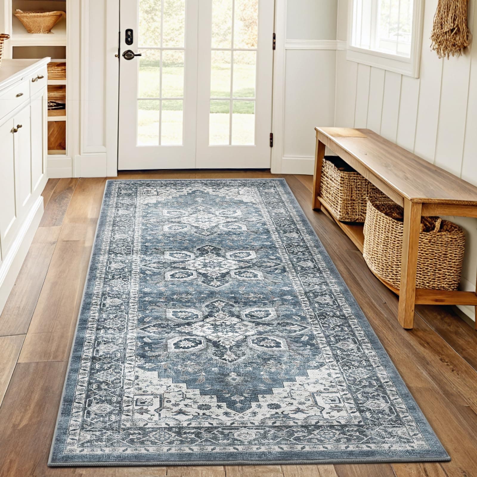 AMADA HOMEFURNISHING 2x6 Washable Runner Rug, Low-Profile Kitchen Rugs with Non-Slip Backing & Durable Edge Binding, Vintage Entryway Runner Rug for Bedroom & Hallway, TickClip Clip verdict