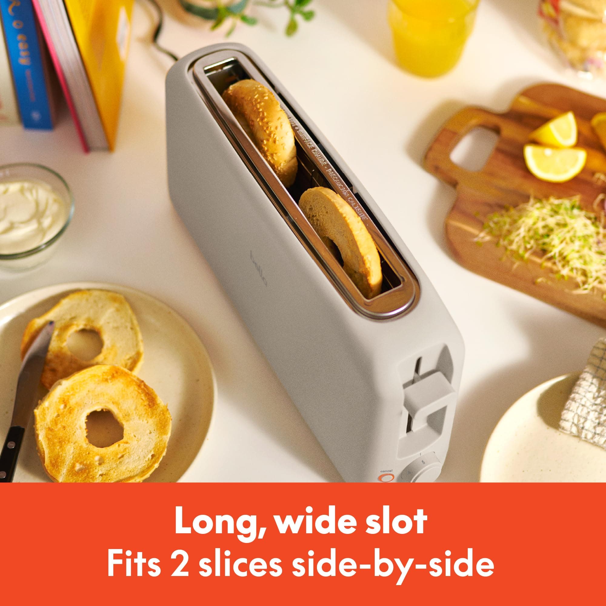 bella Fits-Anywhere™ 2-Slice Slim Toaster, Long Slot & Extra Wide, Oatmilk, view 4