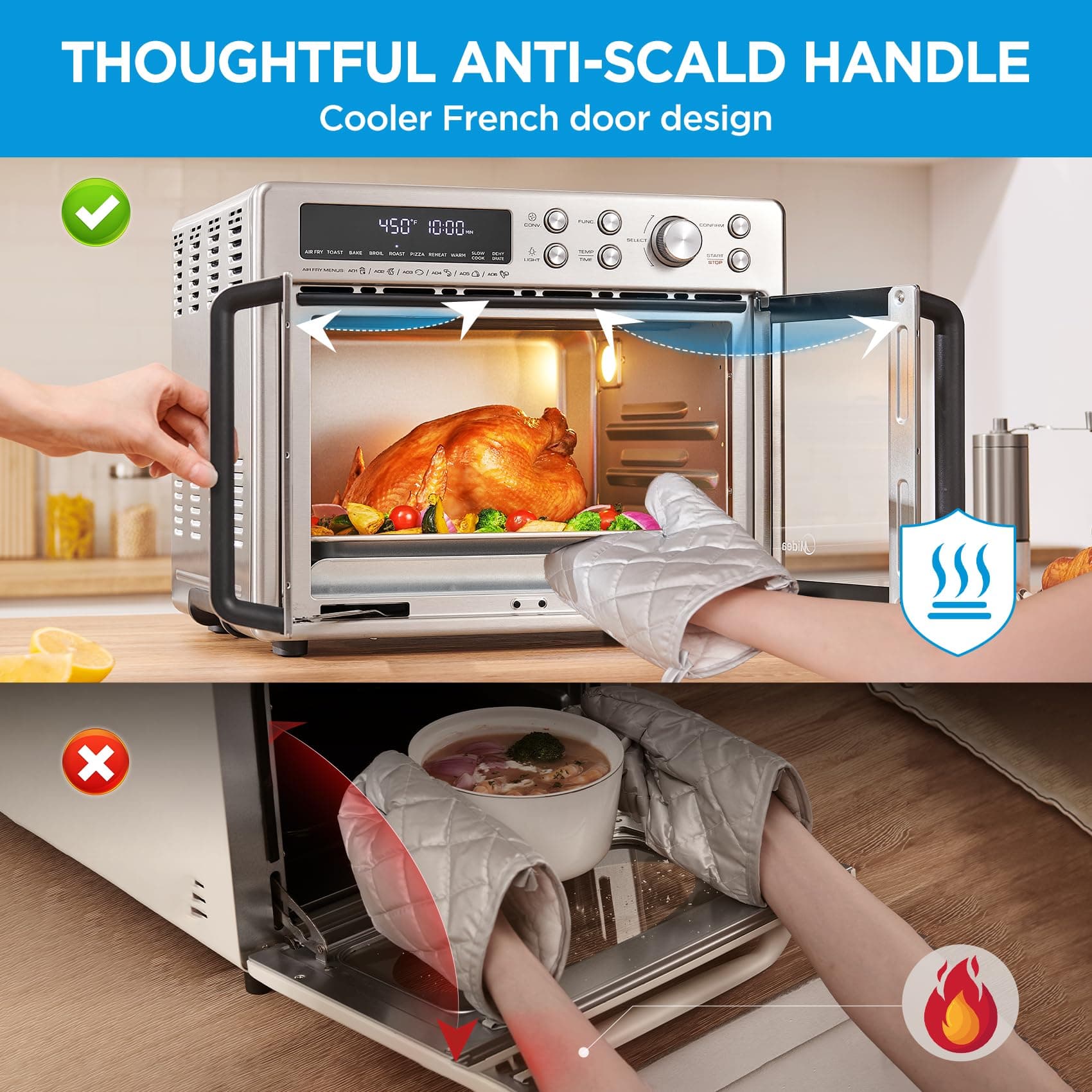 Midea Flexify Classic French Door Toaster Oven Air Fryer Combo, 26.4 QT, view 3