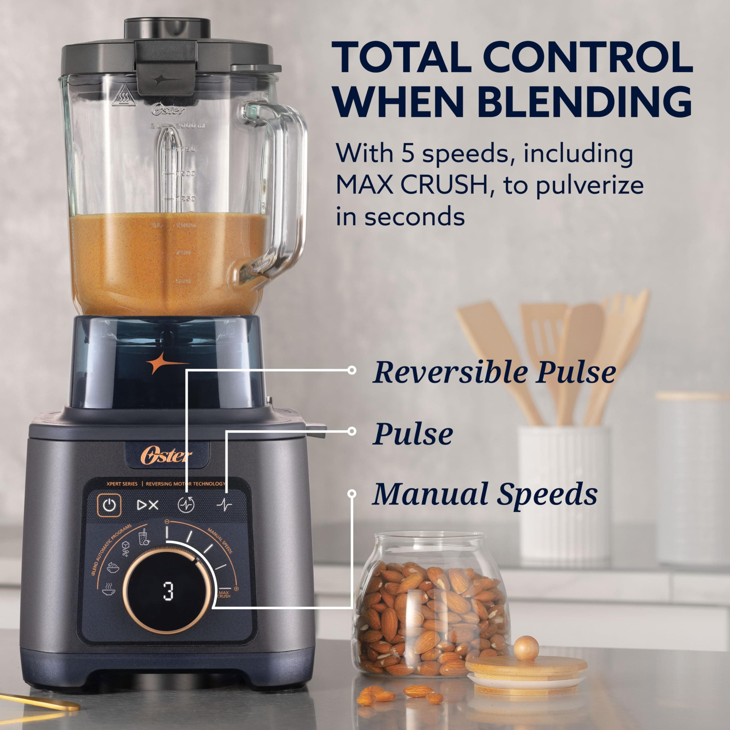 Titan Performance Blender for Smoothies, Salsa, and Soups, 84oz Glass Jar, 4 iBlend Preset Functions, 5 Manual Speeds, 2200-Watts, Reversible Motor Technology, Self-Cleaning Appliance, view 7