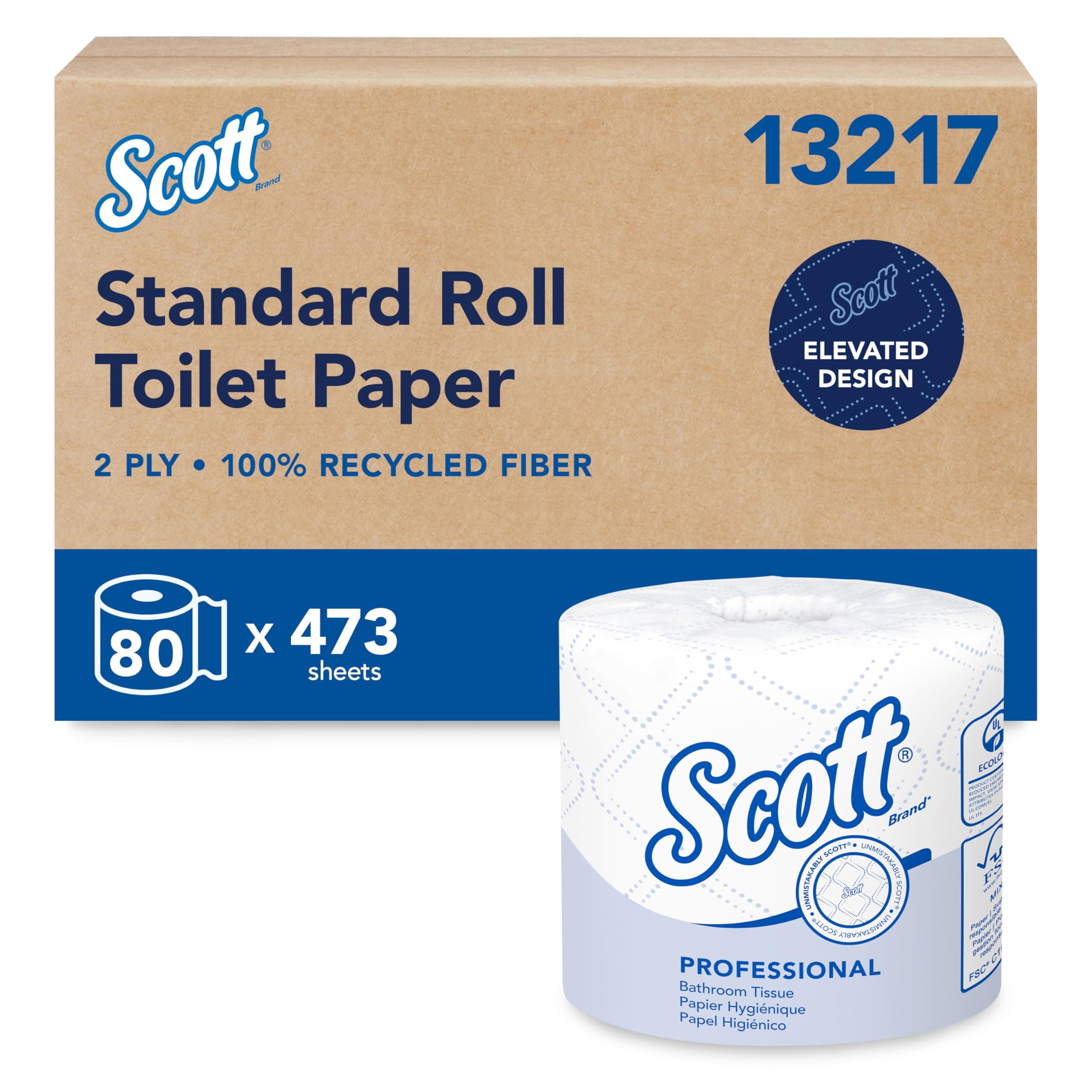 Scott Professional Standard Roll Toilet Paper, Bulk, 80 Rolls (13217)