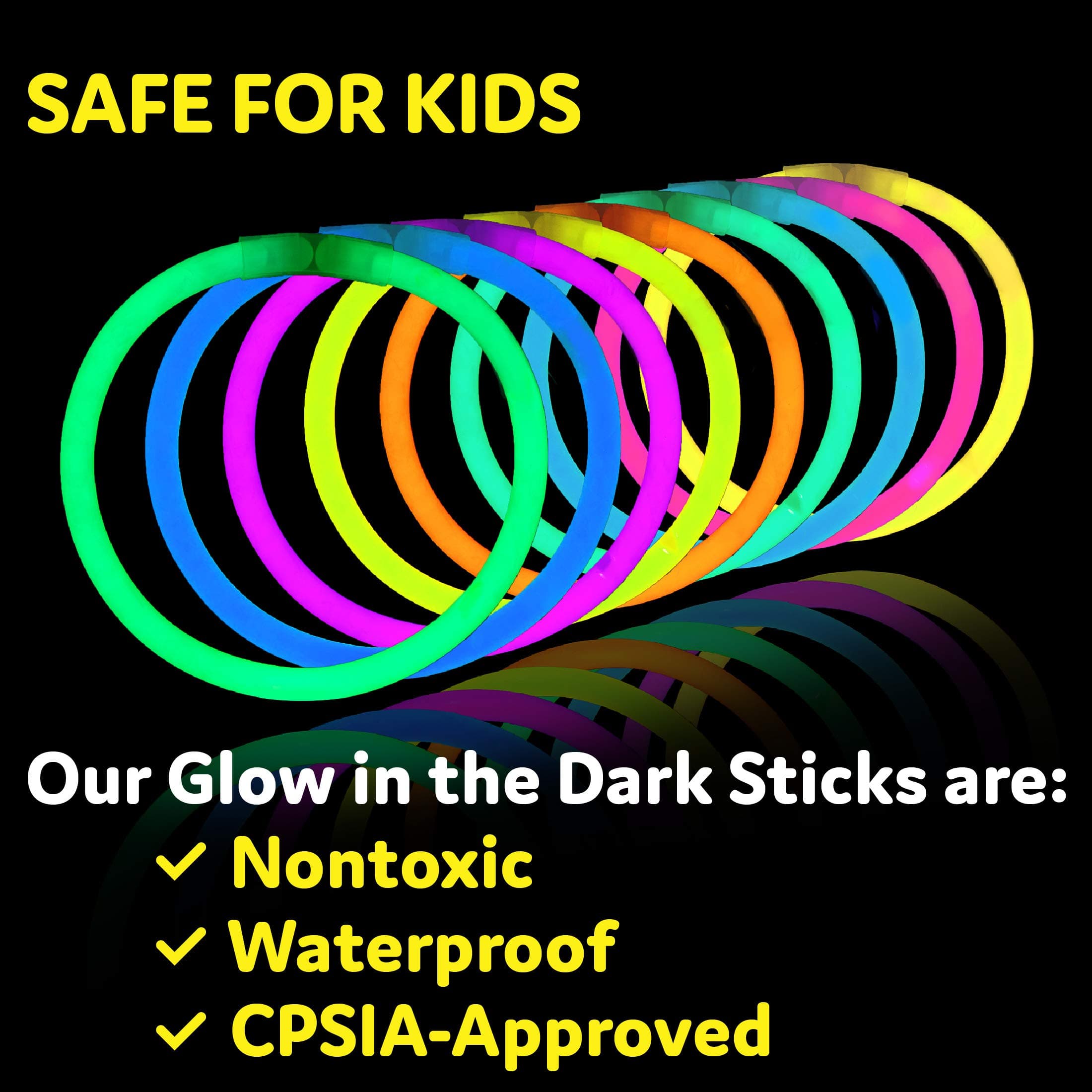 PartySticks Glow Sticks Party Supplies 100pk - 8 Inch Glow in the Dark Light Up Sticks Party Favors, Glow Party Decorations, Neon Party Glow Necklaces and Glow Bracelets with Connectors, view 6