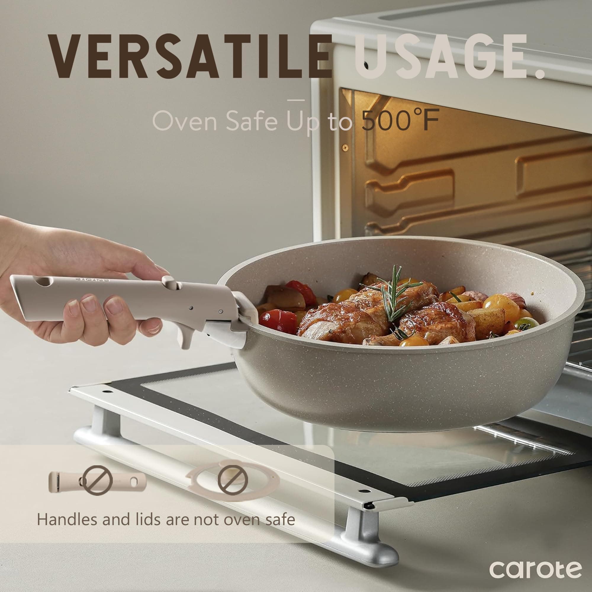 CAROTE 19pcs Pots and Pans Set Non Stick, Detachable Handle Cookware Sets, view 7