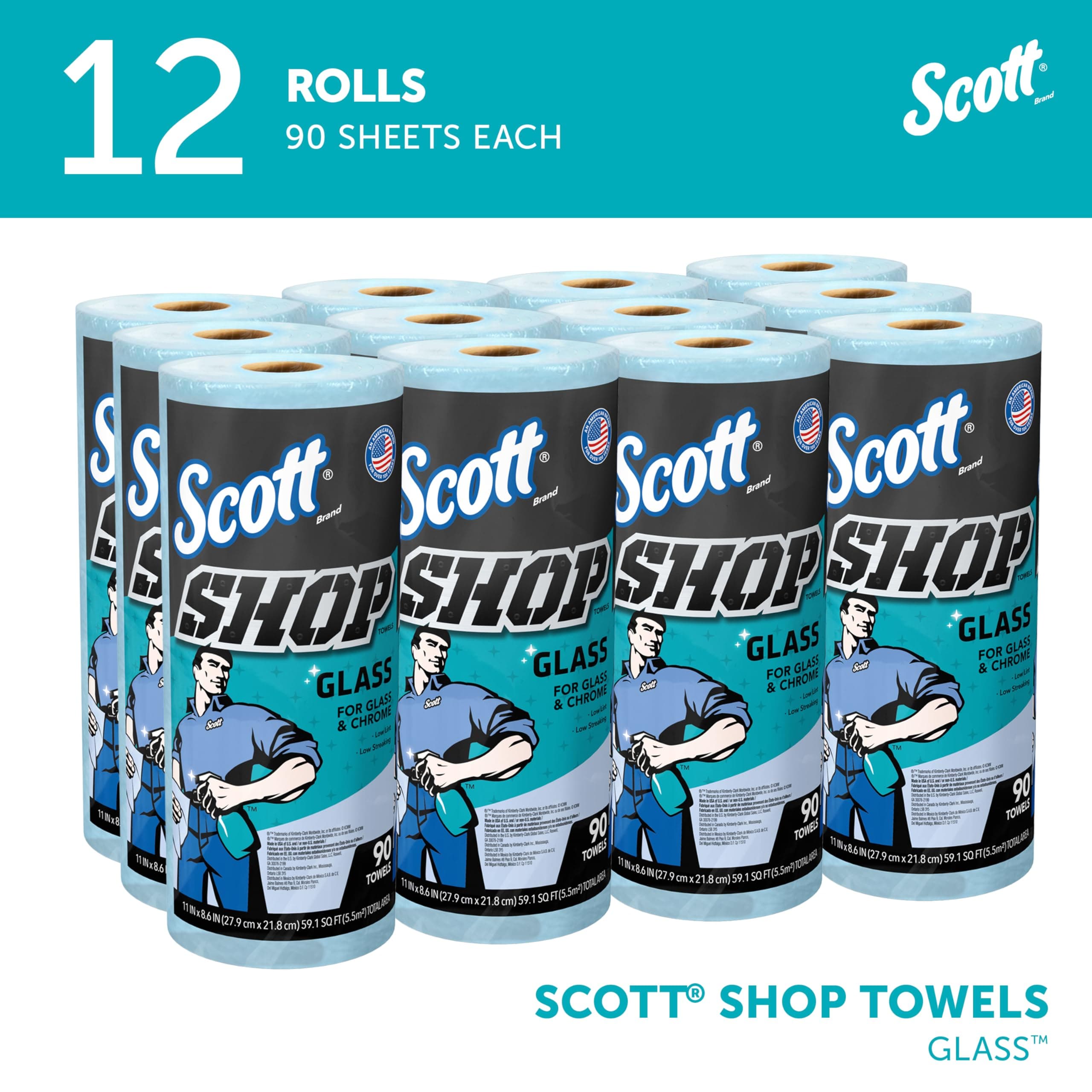 Scott Shop Towels Glass, 90 Towels/Roll, 12 Rolls/Case, view 2