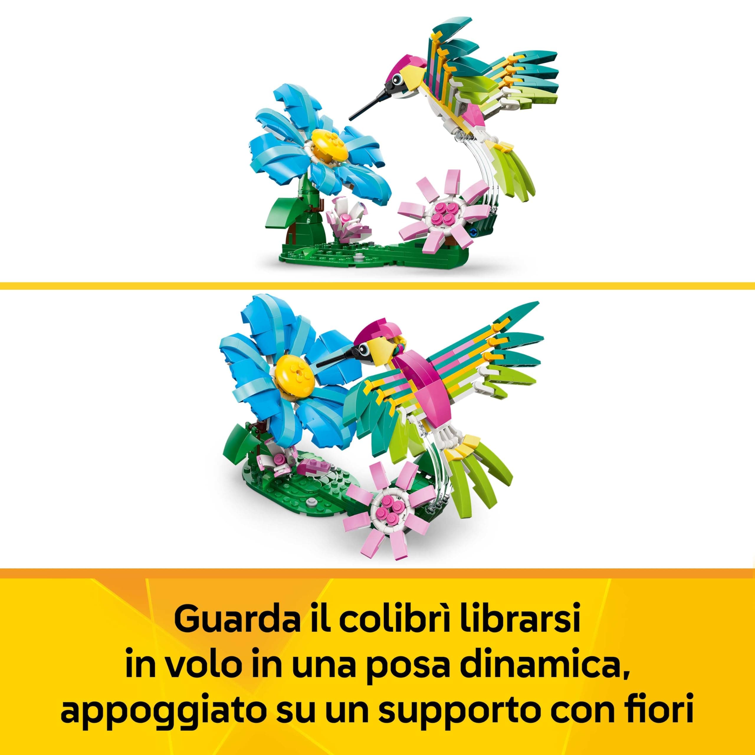 LEGO Creator 3in1 Wild Animals: Colourful Hummingbird - Bird Toy Transforms into a Butterfly or Fish Figure - DIY Room Decor Idea - Creative Gift for 8+ Year Old Girls & Boys - 31384, view 5