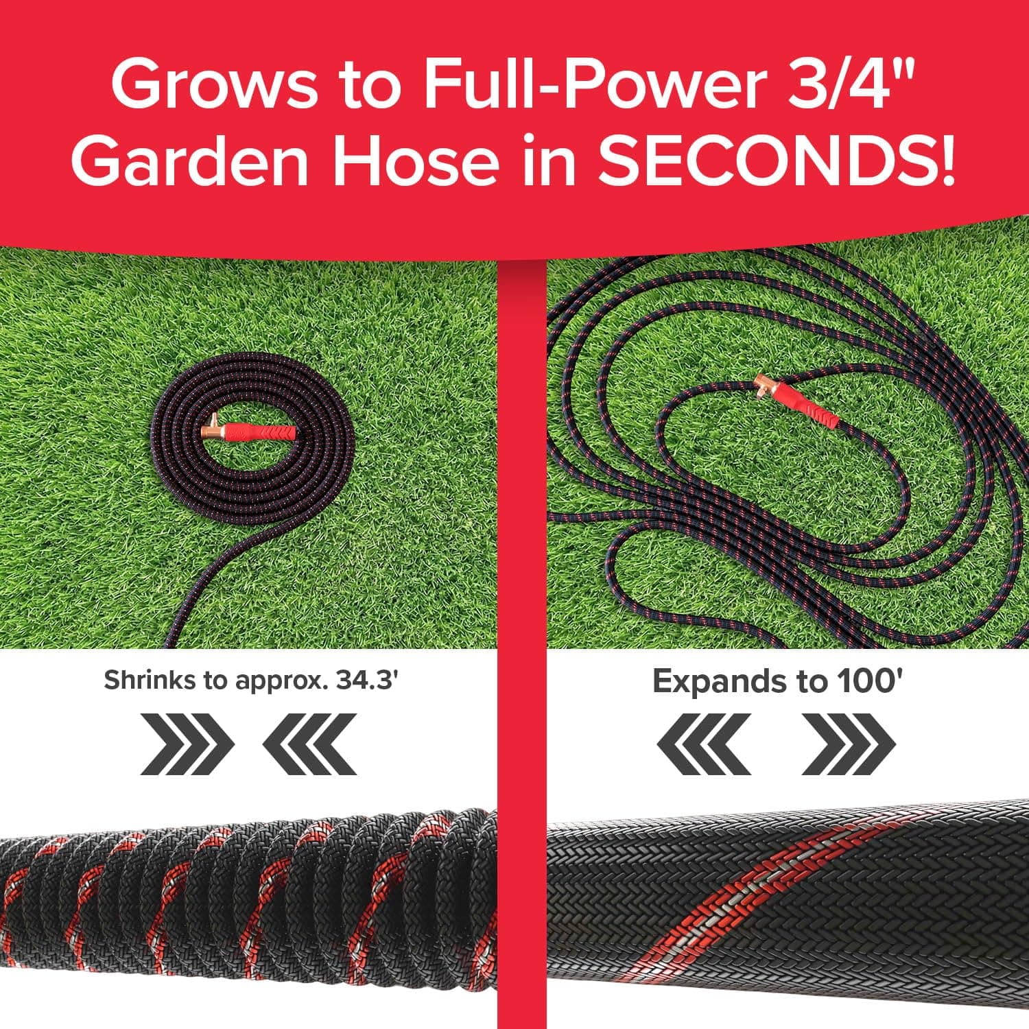 Pocket Hose Ballistic 100 FT Expandable Garden Hose, No-Kink, As Seen on TV, view 2