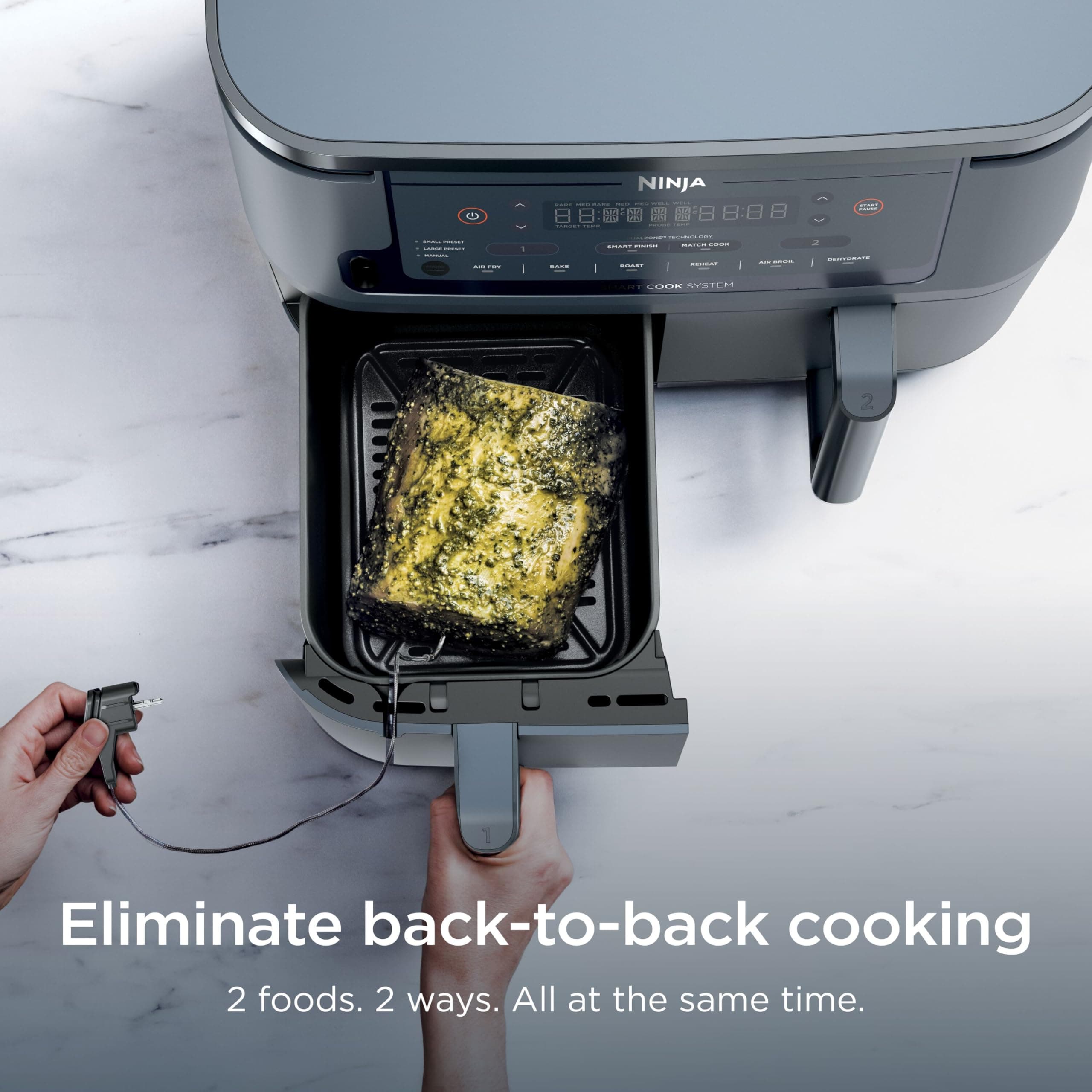 Ninja Foodi Air Fryer, 10 Qt DualZone Smart XL, 6-in-1, Grey, DZ550GY, view 3